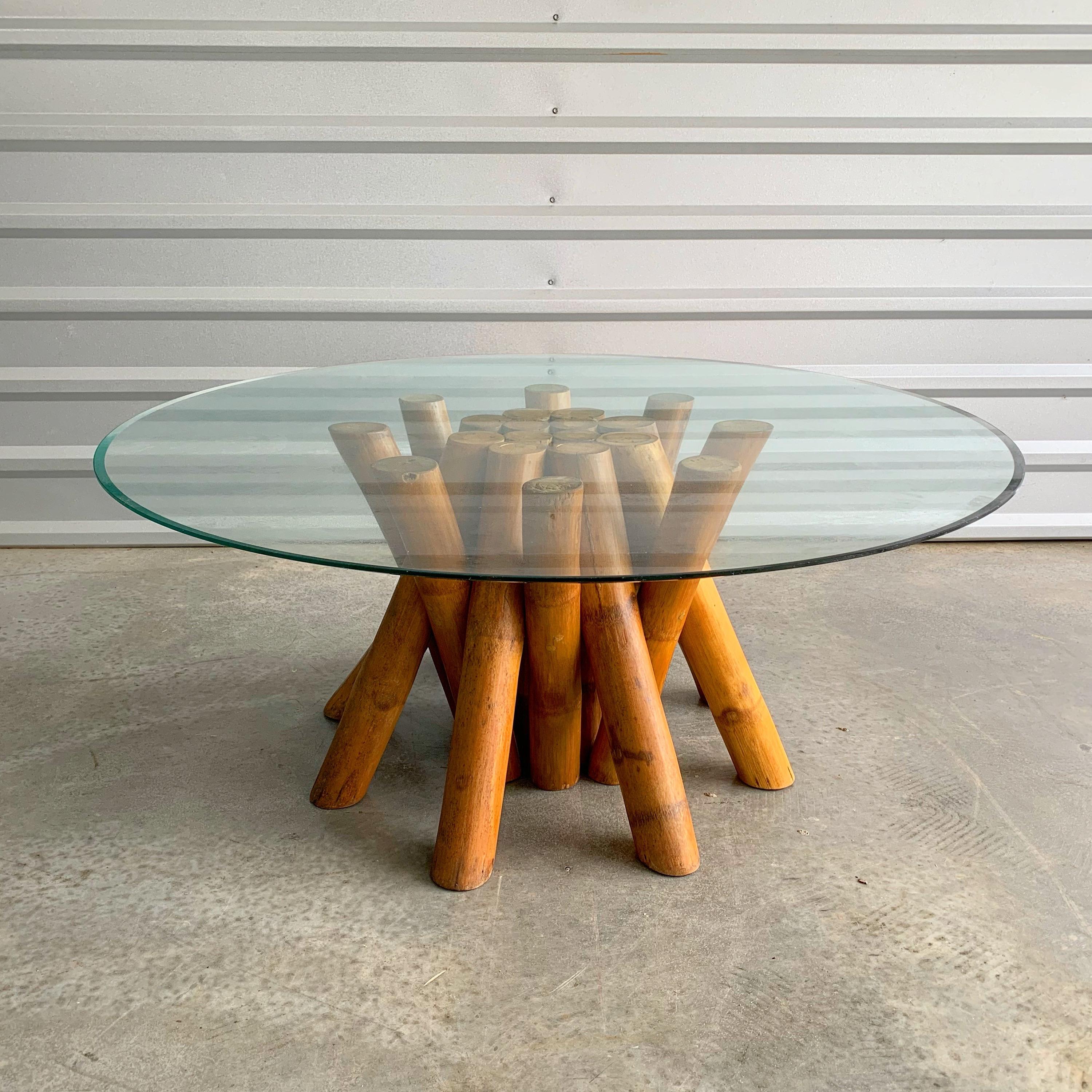Vintage Sculptural Cluster Bamboo Rattan Cocktail Table by Antonio Budji Layug In Good Condition In Framingham, MA