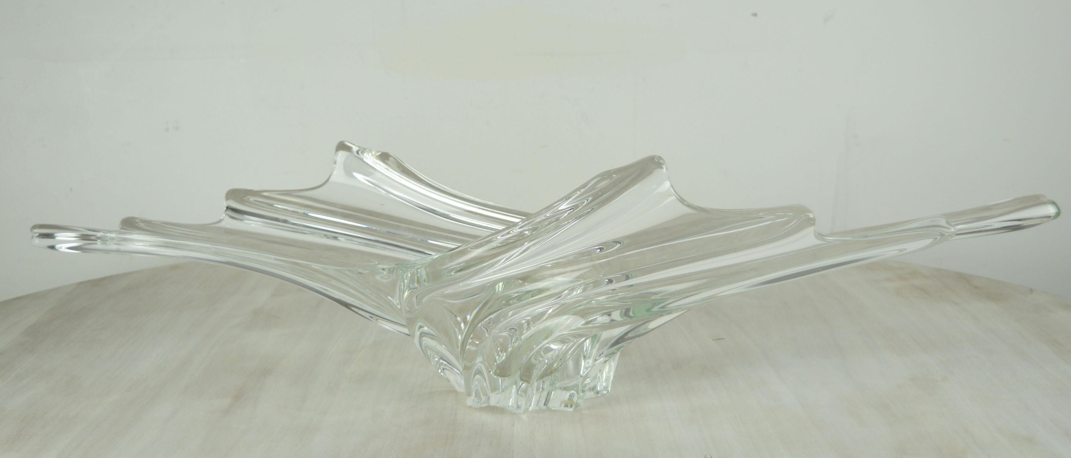 Mid-Century Modern Vintage Sculptural Crystal Vase by Art Vannes, French 1950s