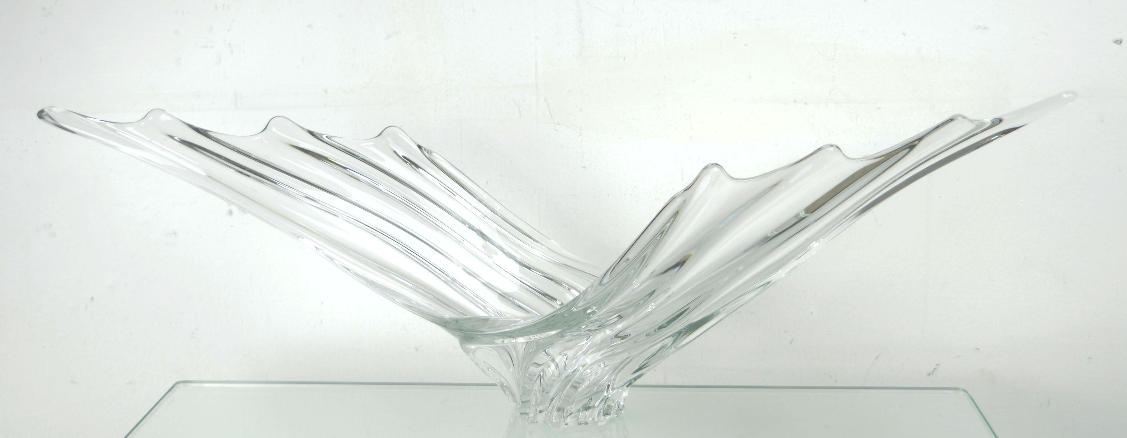 Mid-Century Modern Vintage Sculptural Crystal Vase by Art Vannes, French, 1950s