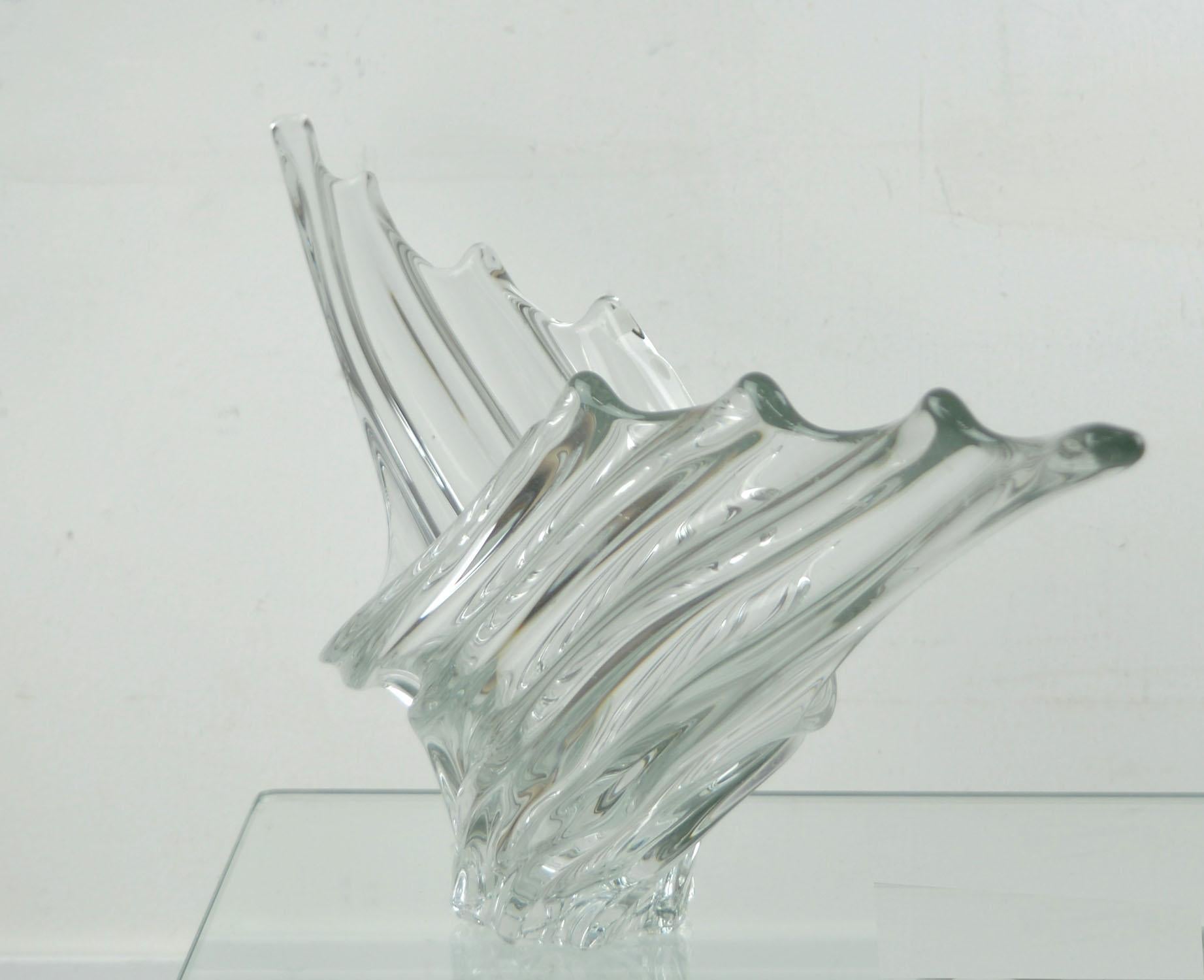 Vintage Sculptural Crystal Vase by Art Vannes, French, 1950s In Excellent Condition In St Annes, Lancashire
