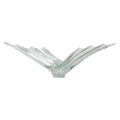 Vase sculptural vintage en cristal par Art Vannes, français, années 1950