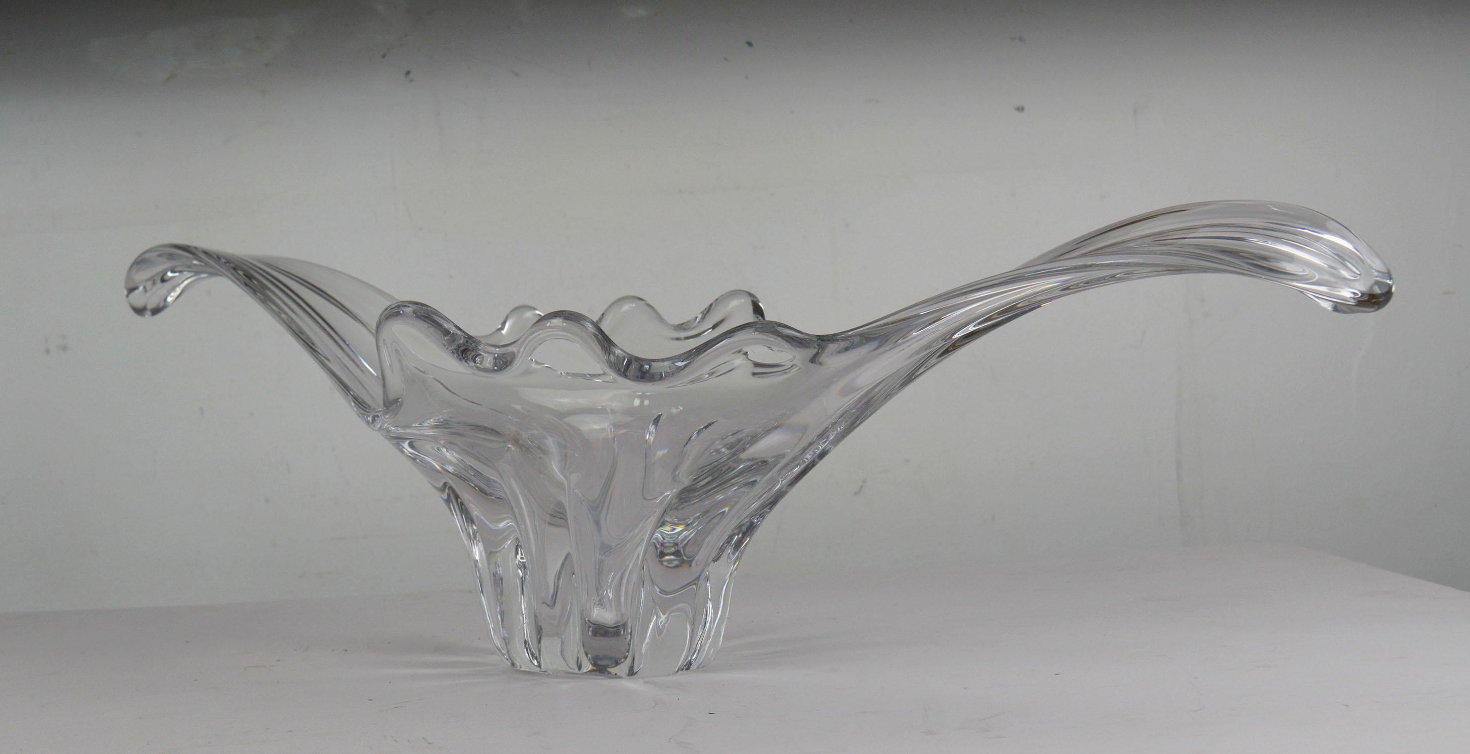 Mid-Century Modern Vintage Sculptural Crystal Vase, French, 1950s