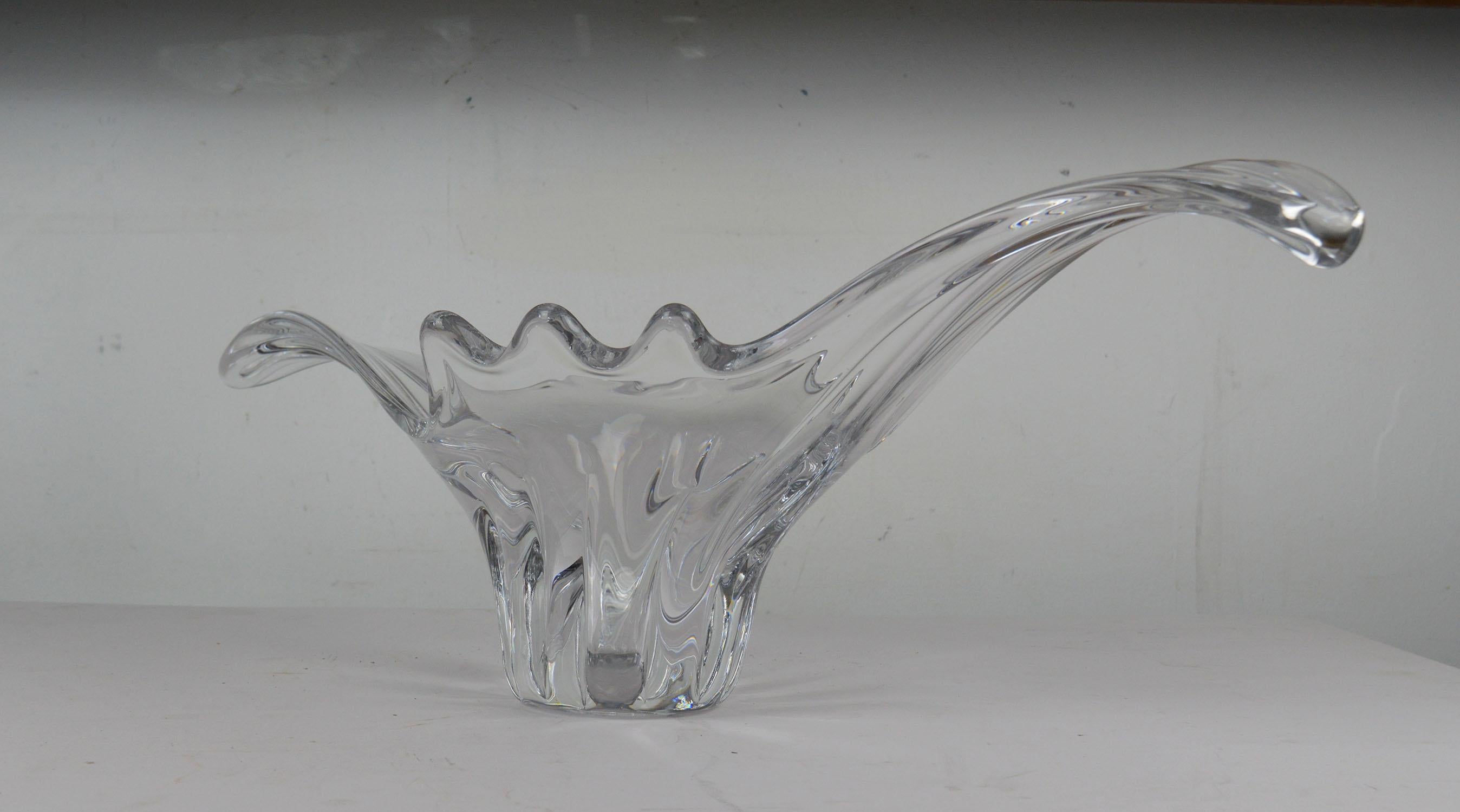 Mid-20th Century Vintage Sculptural Crystal Vase, French, 1950s For Sale