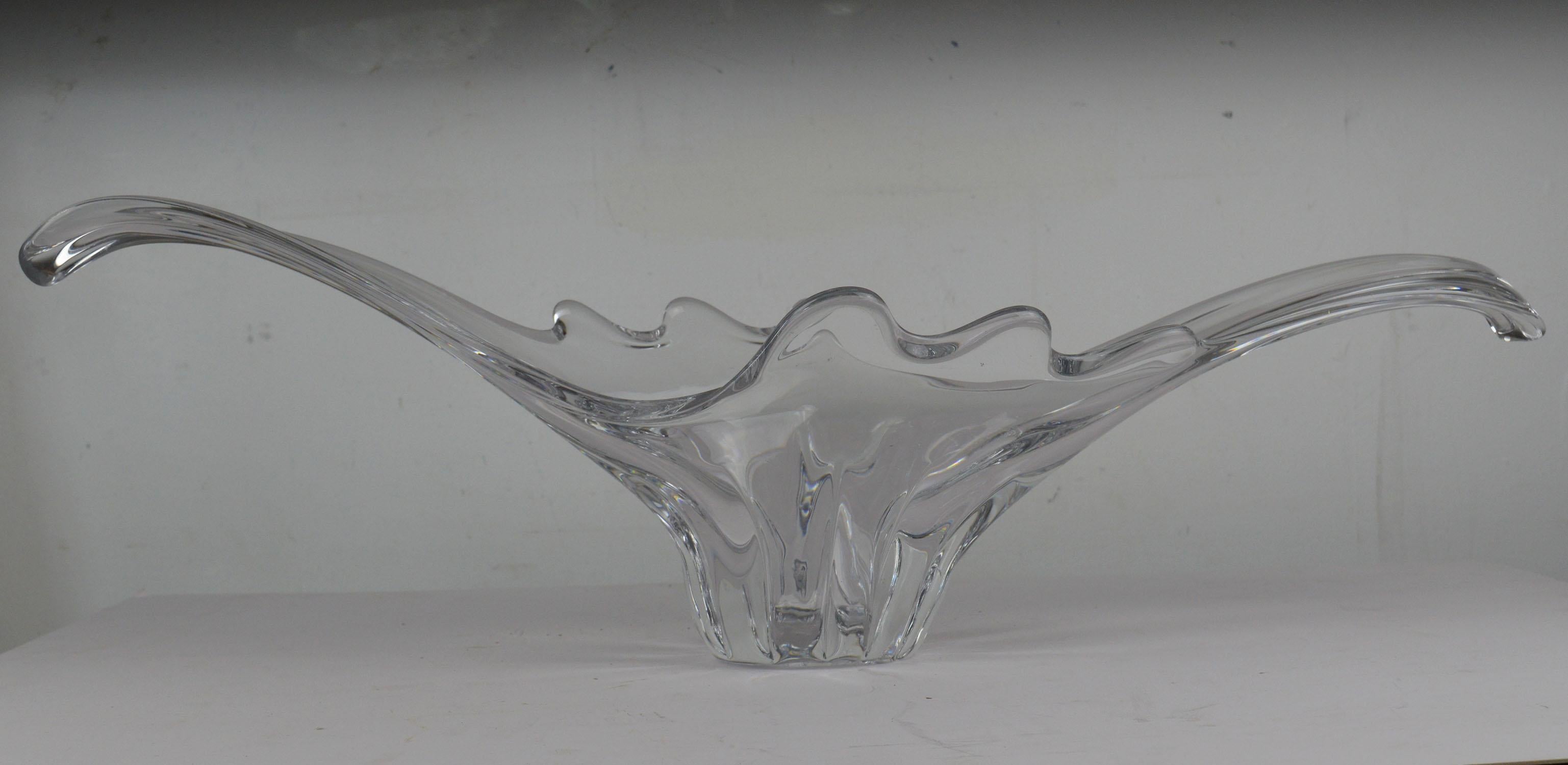 Vintage Sculptural Crystal Vase, French, 1950s 1