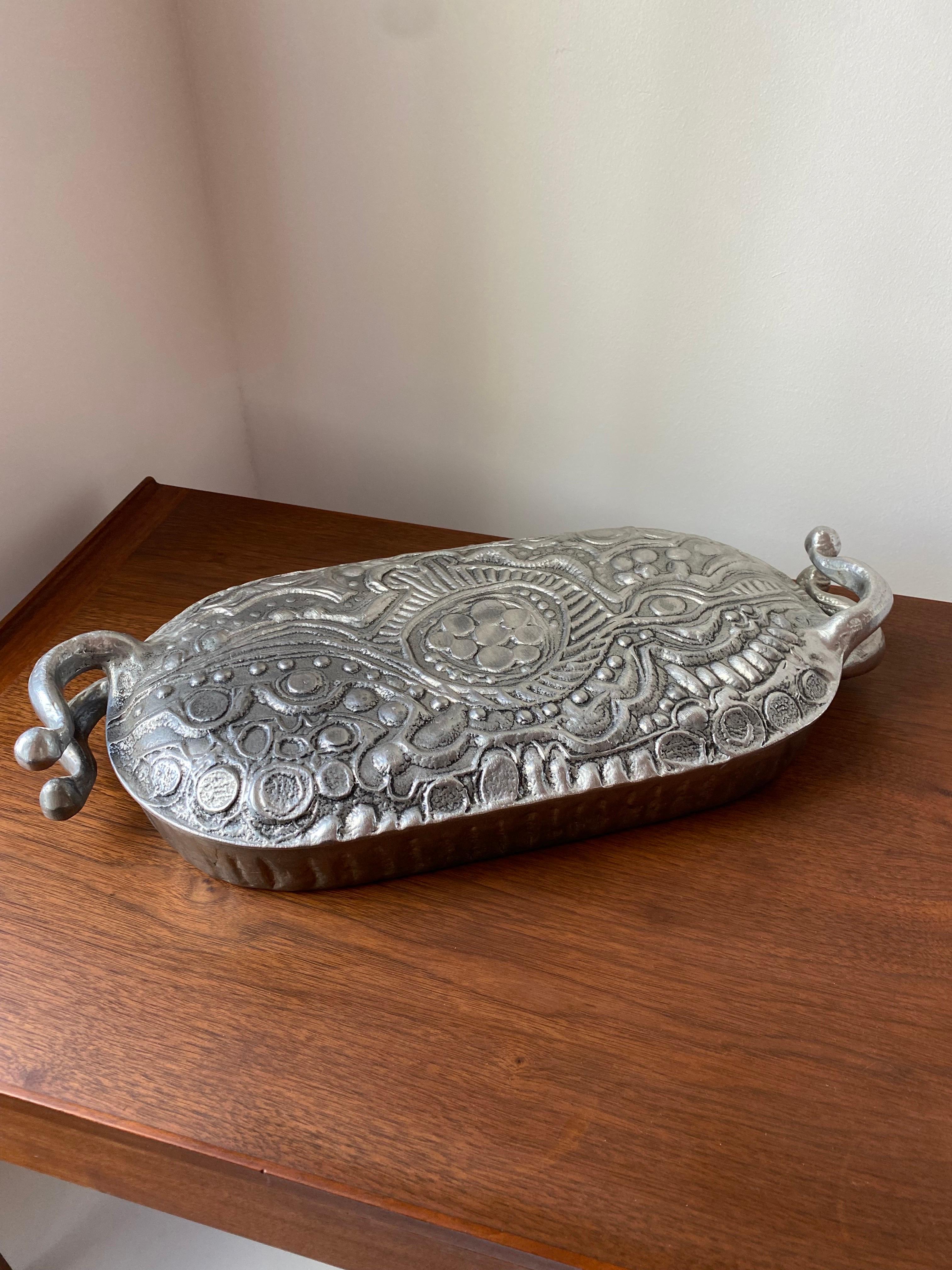 Sopera escultórica vintage de aluminio Donald Drumm, moderna de mediados de siglo Vaciado en venta