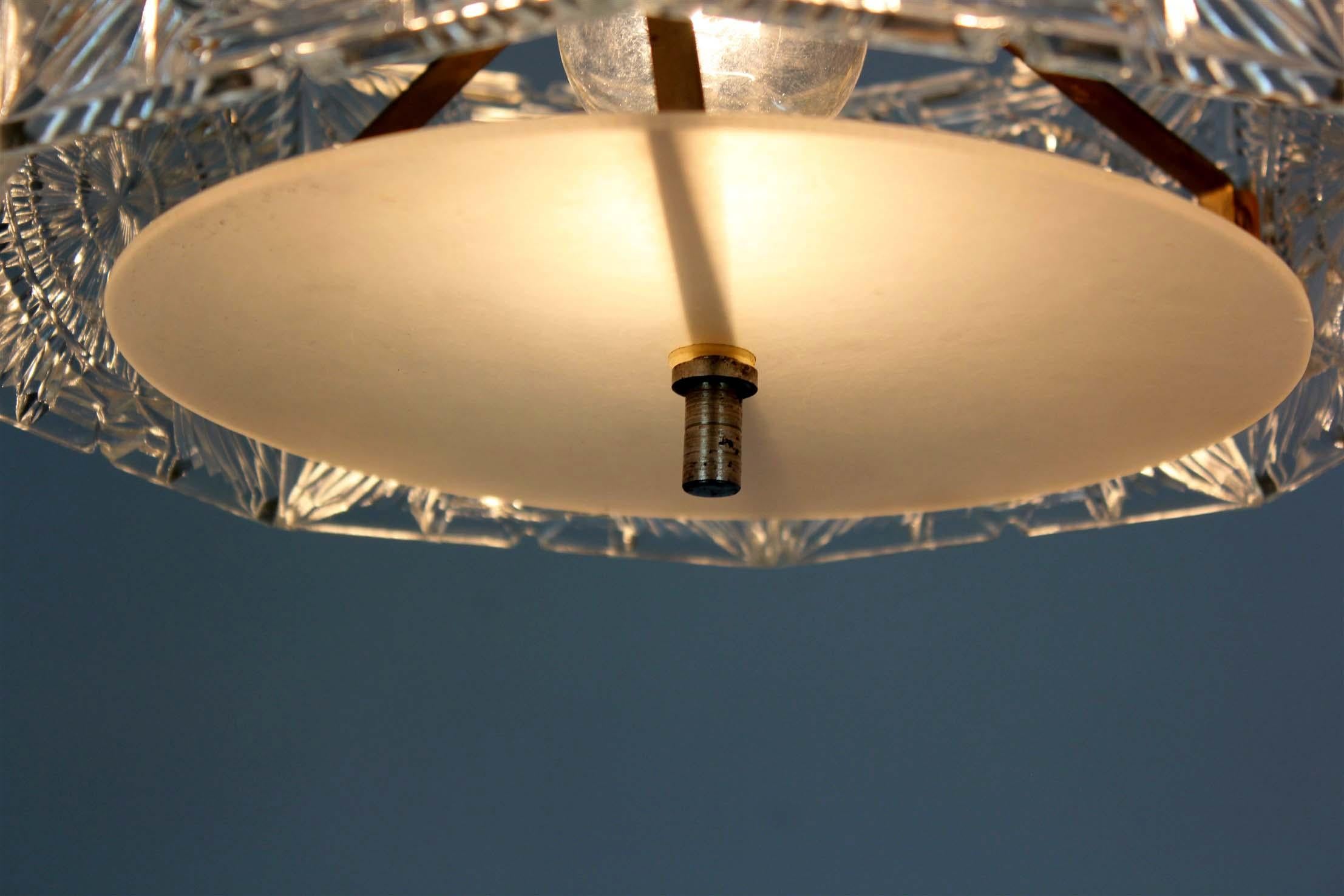 Lampe suspendue sculpturale en verre vintage par Kamenický Šenov, 1970 en vente 6