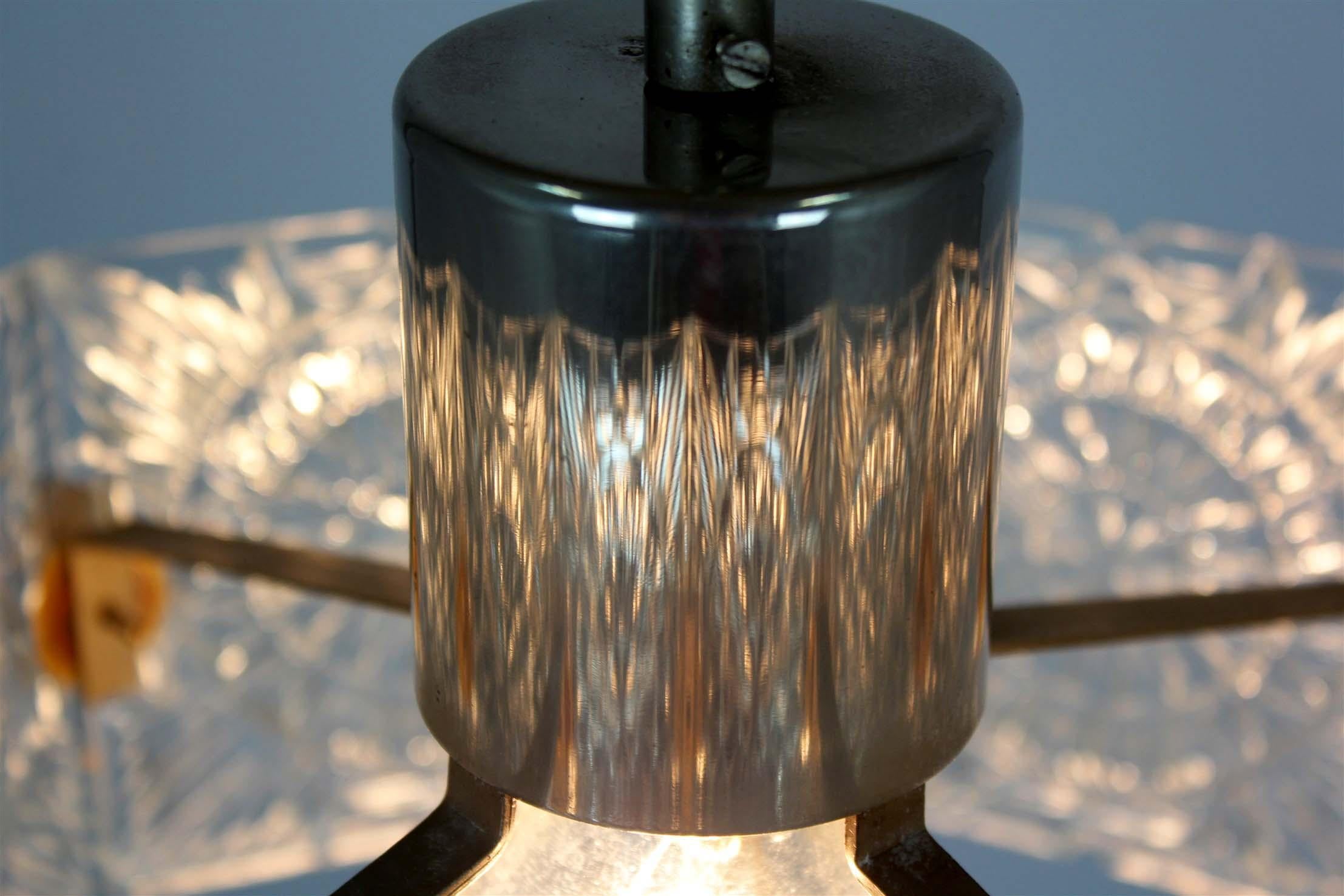 Lampe suspendue sculpturale en verre vintage par Kamenický Šenov, 1970 en vente 8