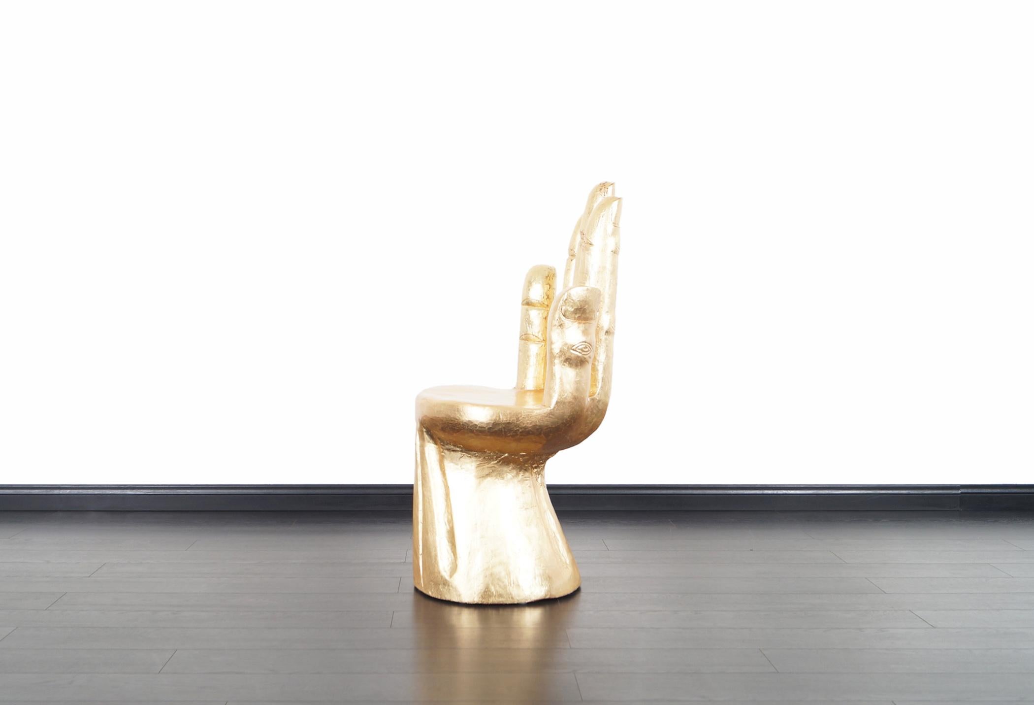 Mid-20th Century Vintage Sculptural Gold Leaf Hand Chair after Pedro Friedeberg