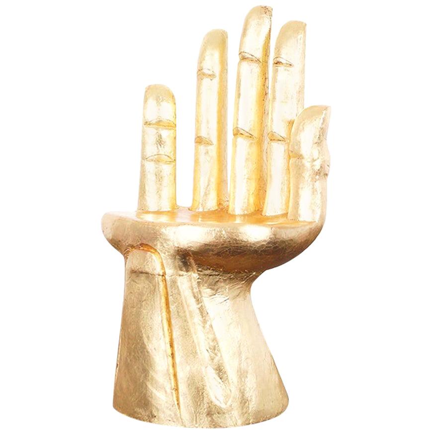 Vintage Sculptural Gold Leaf Hand Chair after Pedro Friedeberg