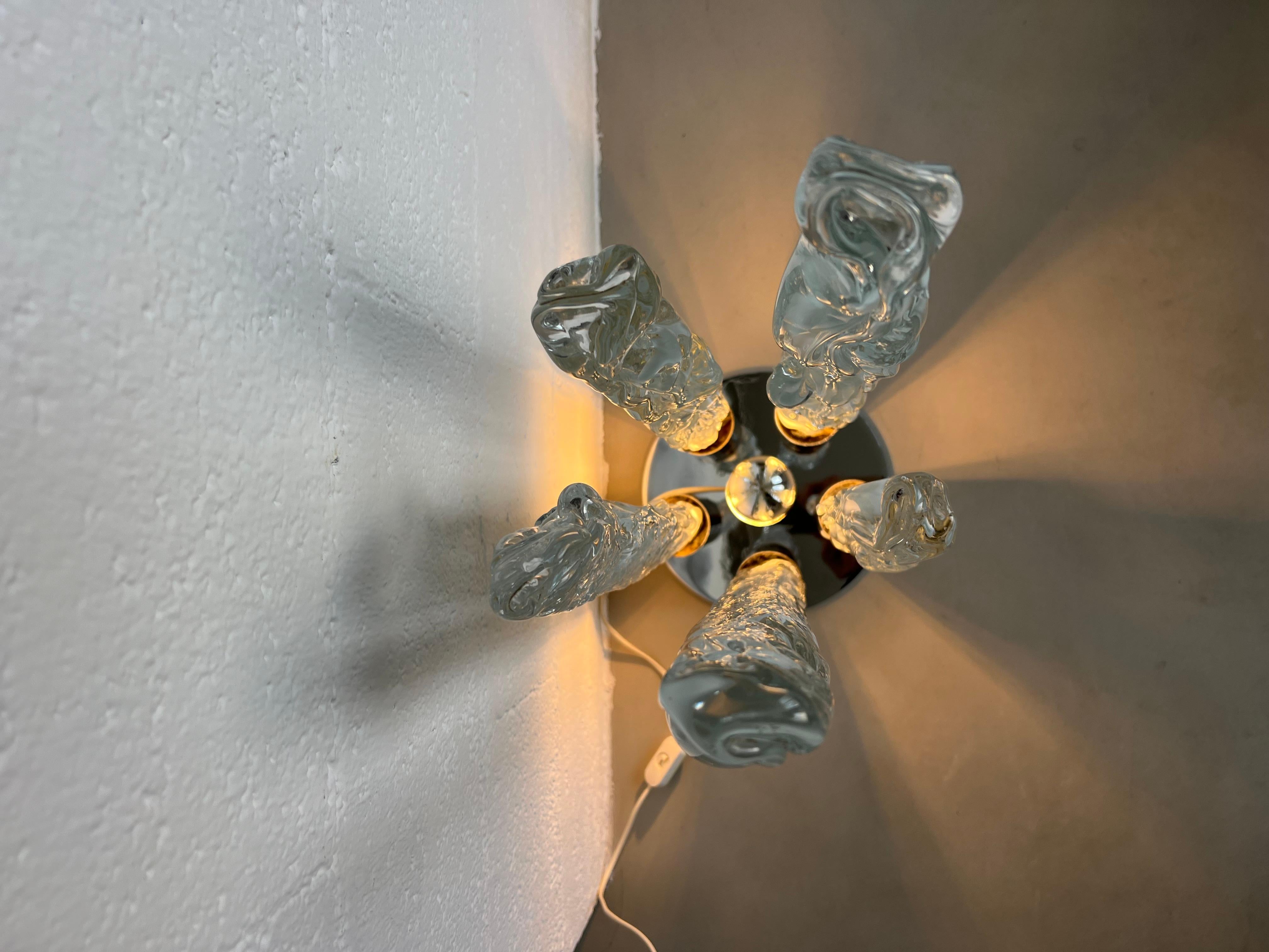 Skulpturale Excalibur-Lampe aus Eisglas von Gino Poli für Ettore Fantasia, Vintage im Angebot 3