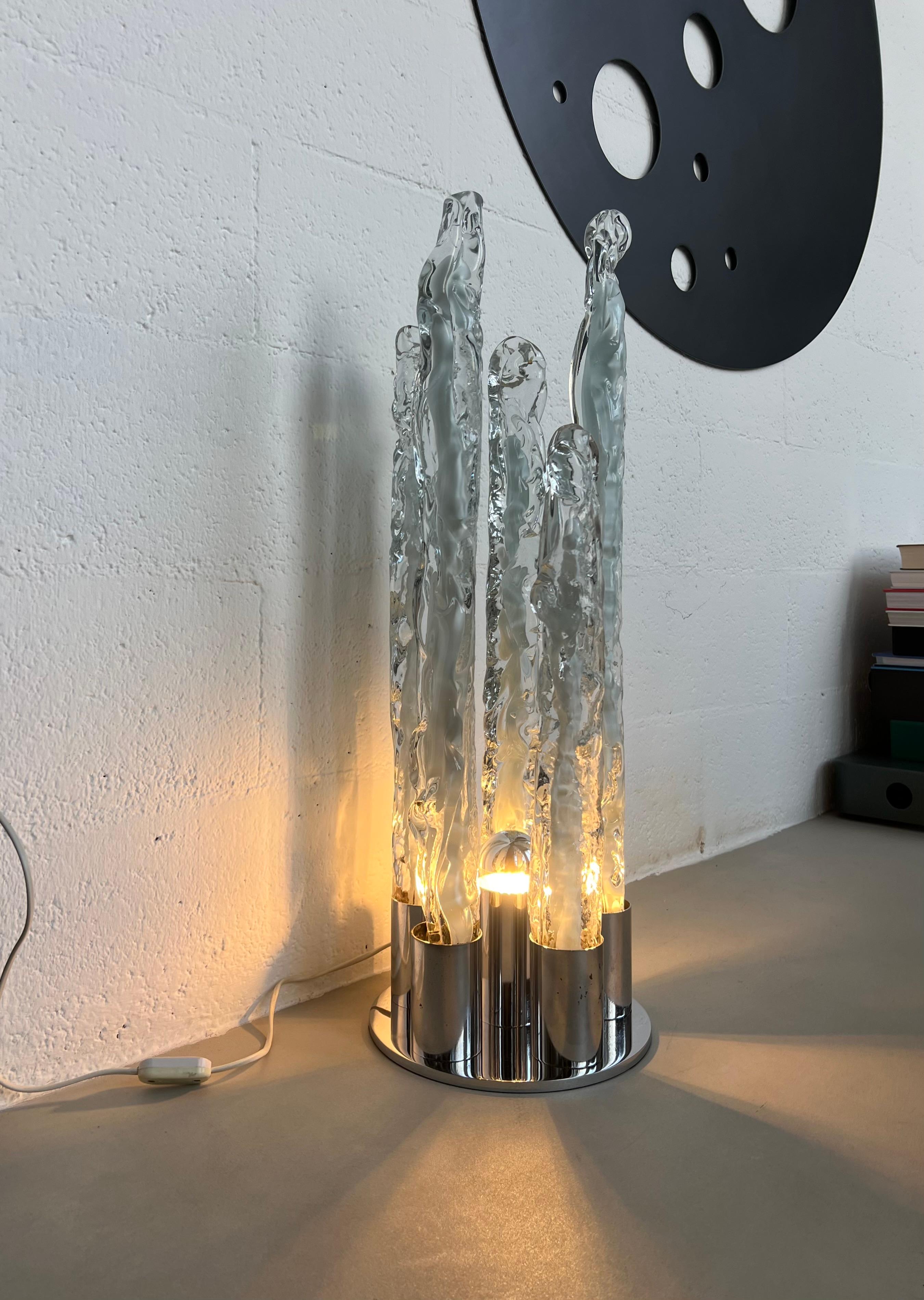 Skulpturale Excalibur-Lampe aus Eisglas von Gino Poli für Ettore Fantasia, Vintage im Angebot 4
