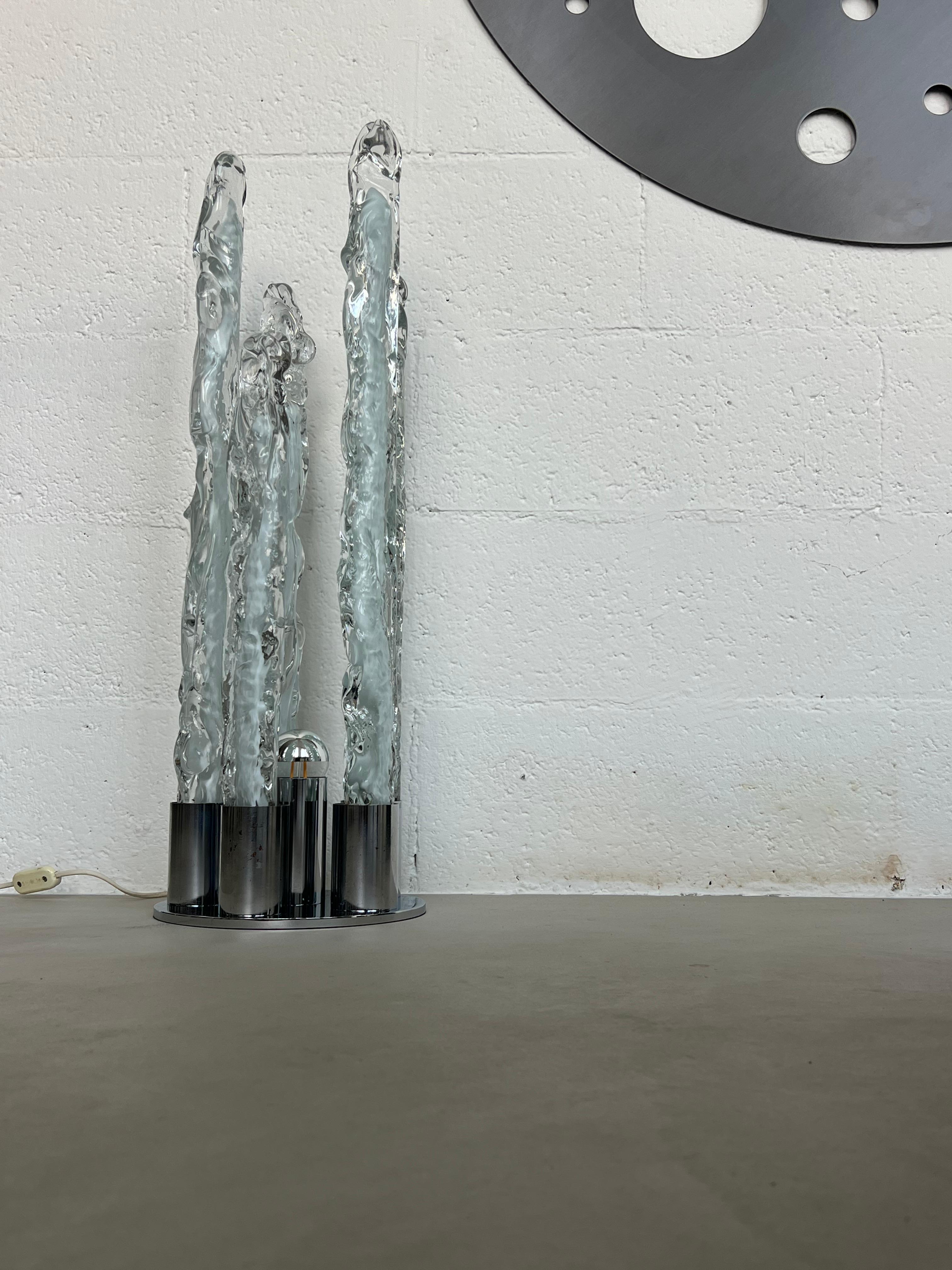 Skulpturale Excalibur-Lampe aus Eisglas von Gino Poli für Ettore Fantasia, Vintage im Angebot 5
