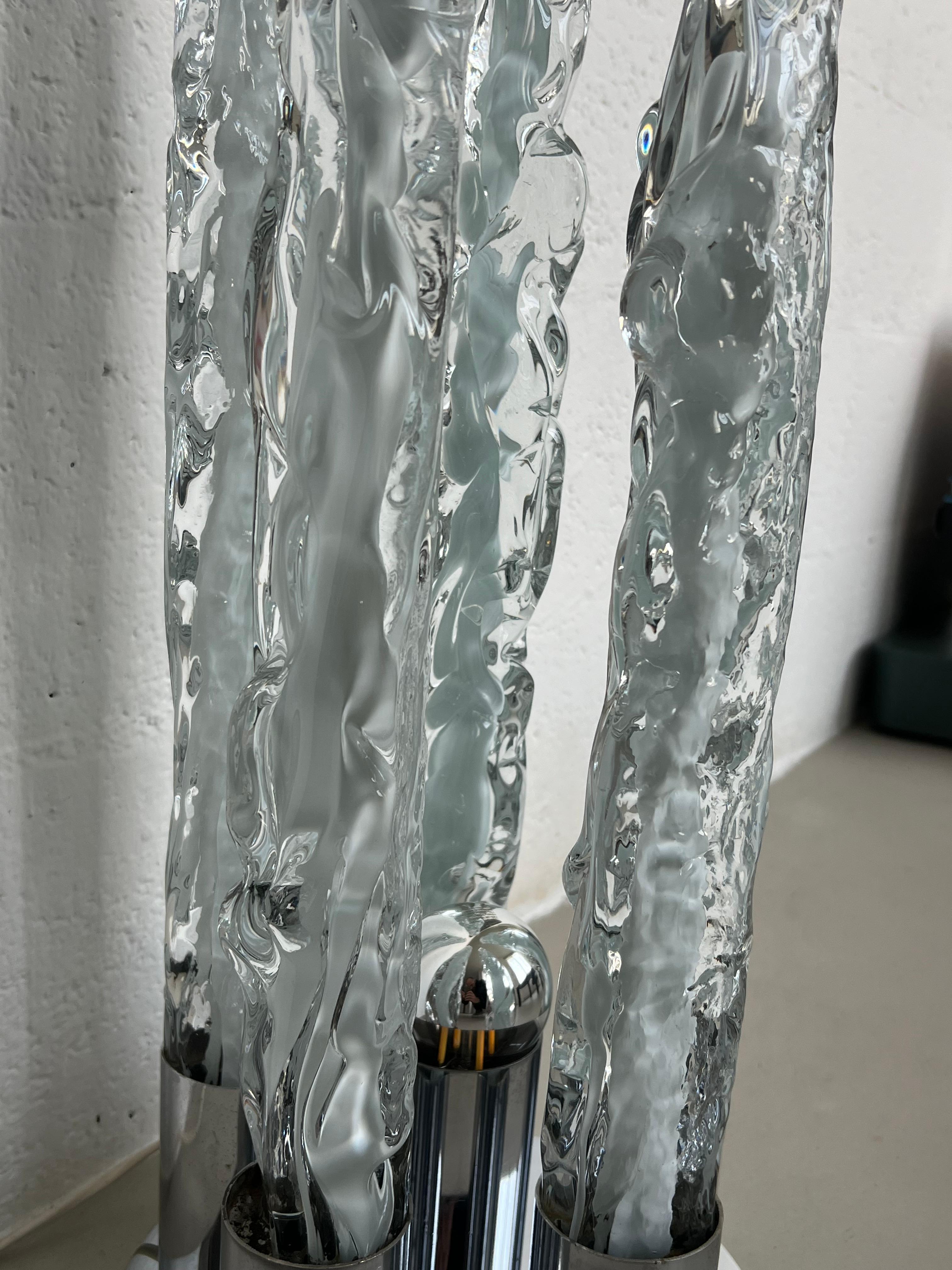 Skulpturale Excalibur-Lampe aus Eisglas von Gino Poli für Ettore Fantasia, Vintage im Angebot 7