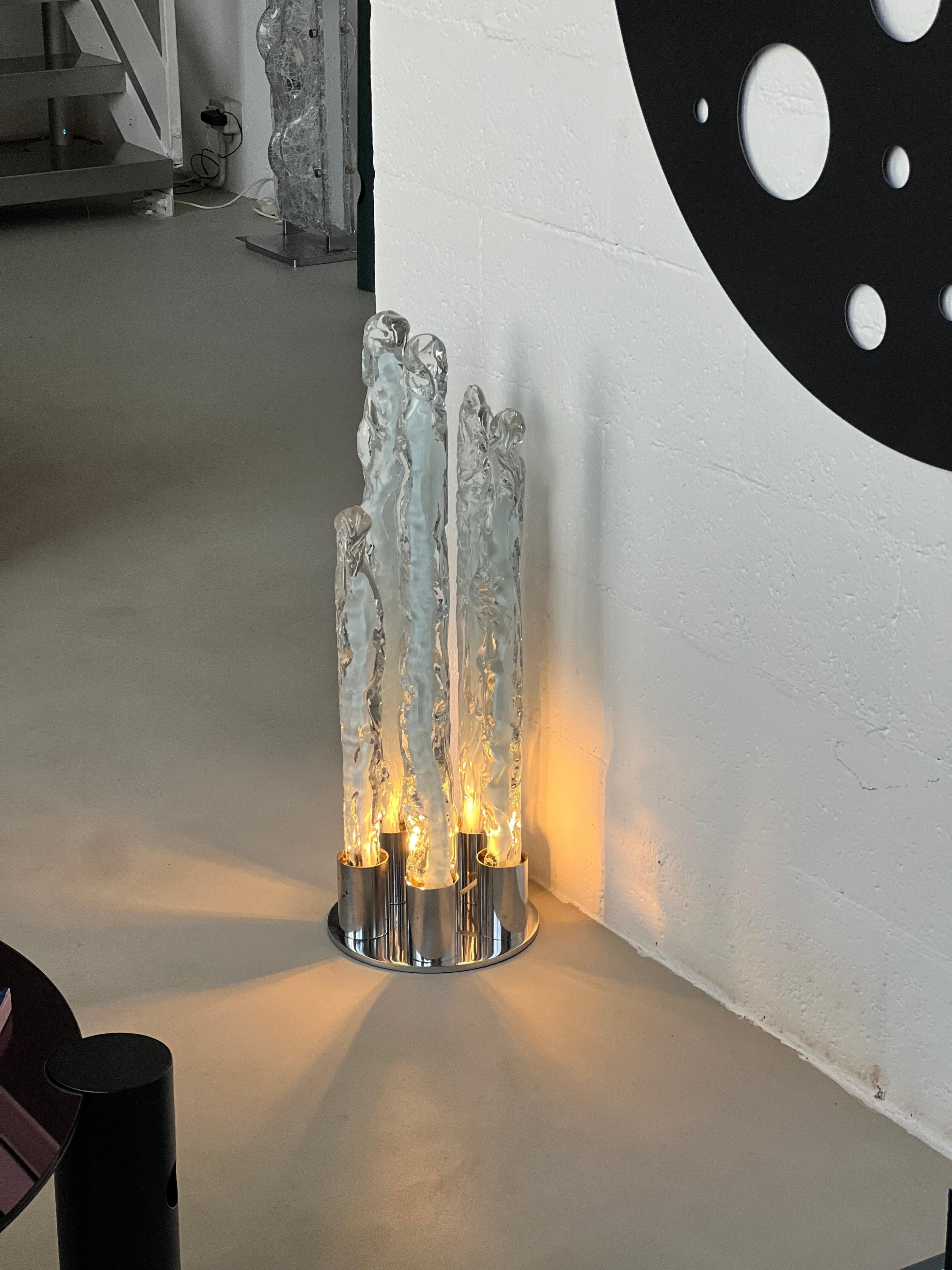 Skulpturale Excalibur-Lampe aus Eisglas von Gino Poli für Ettore Fantasia, Vintage im Angebot 11