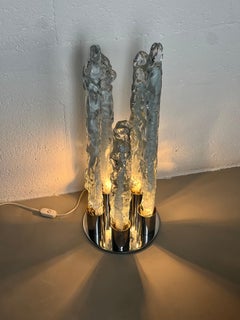 Skulpturale Excalibur-Lampe aus Eisglas von Gino Poli für Ettore Fantasia, Vintage