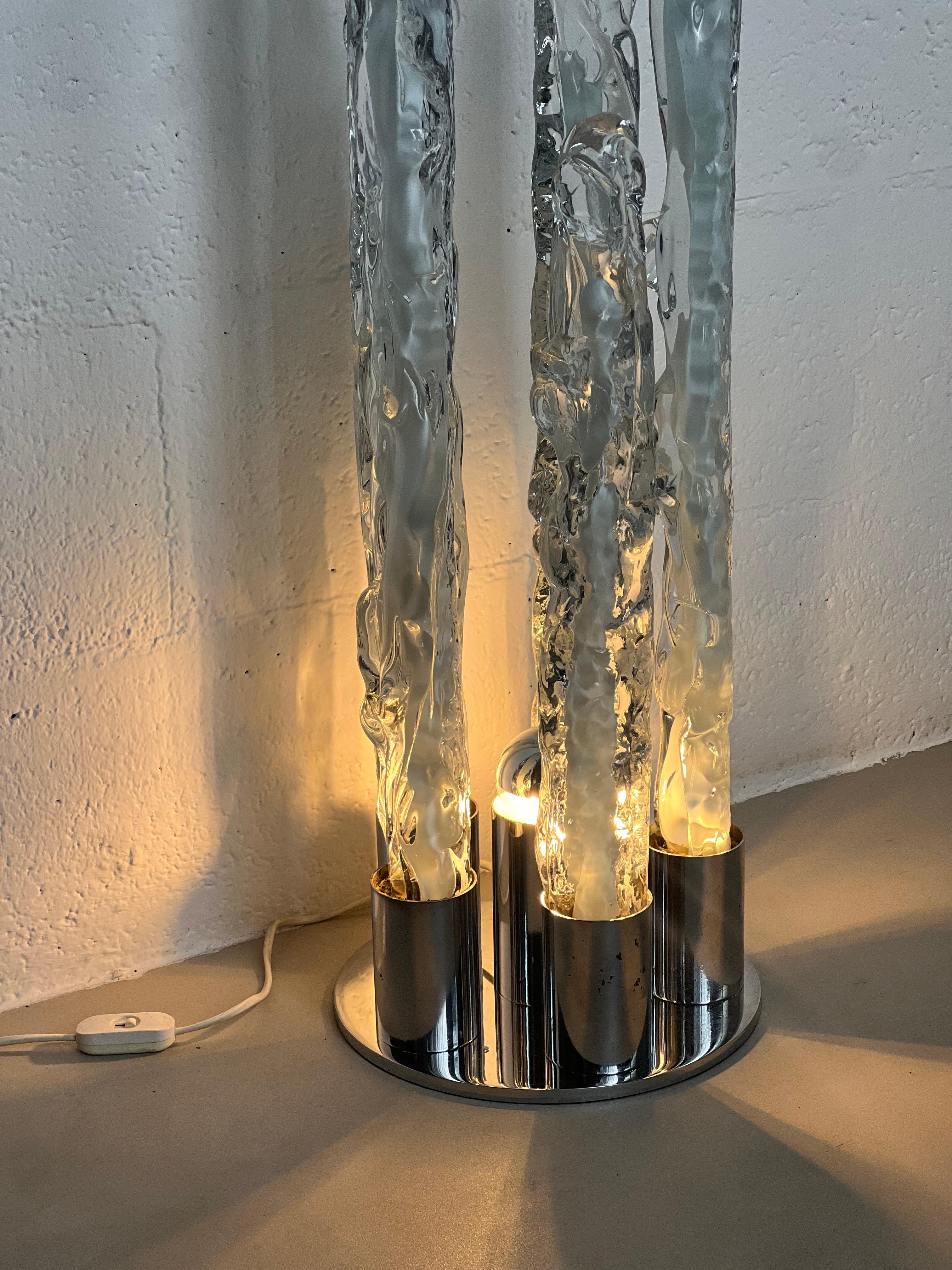 Skulpturale Excalibur-Lampe aus Eisglas von Gino Poli für Ettore Fantasia, Vintage (Moderne der Mitte des Jahrhunderts) im Angebot
