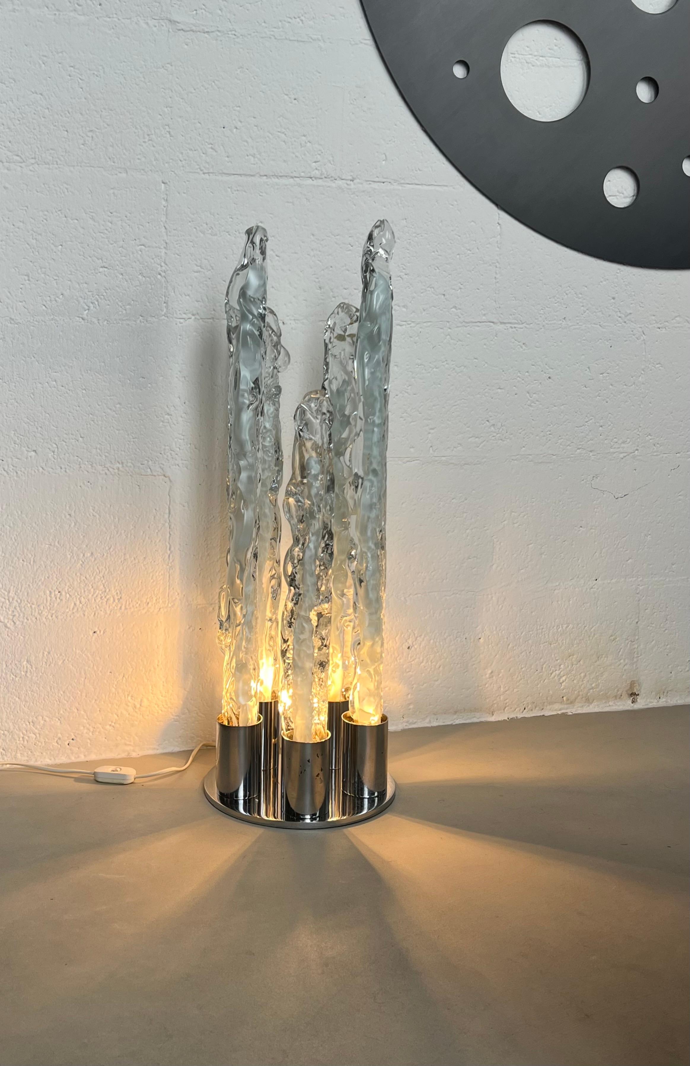 Skulpturale Excalibur-Lampe aus Eisglas von Gino Poli für Ettore Fantasia, Vintage (Italienisch) im Angebot