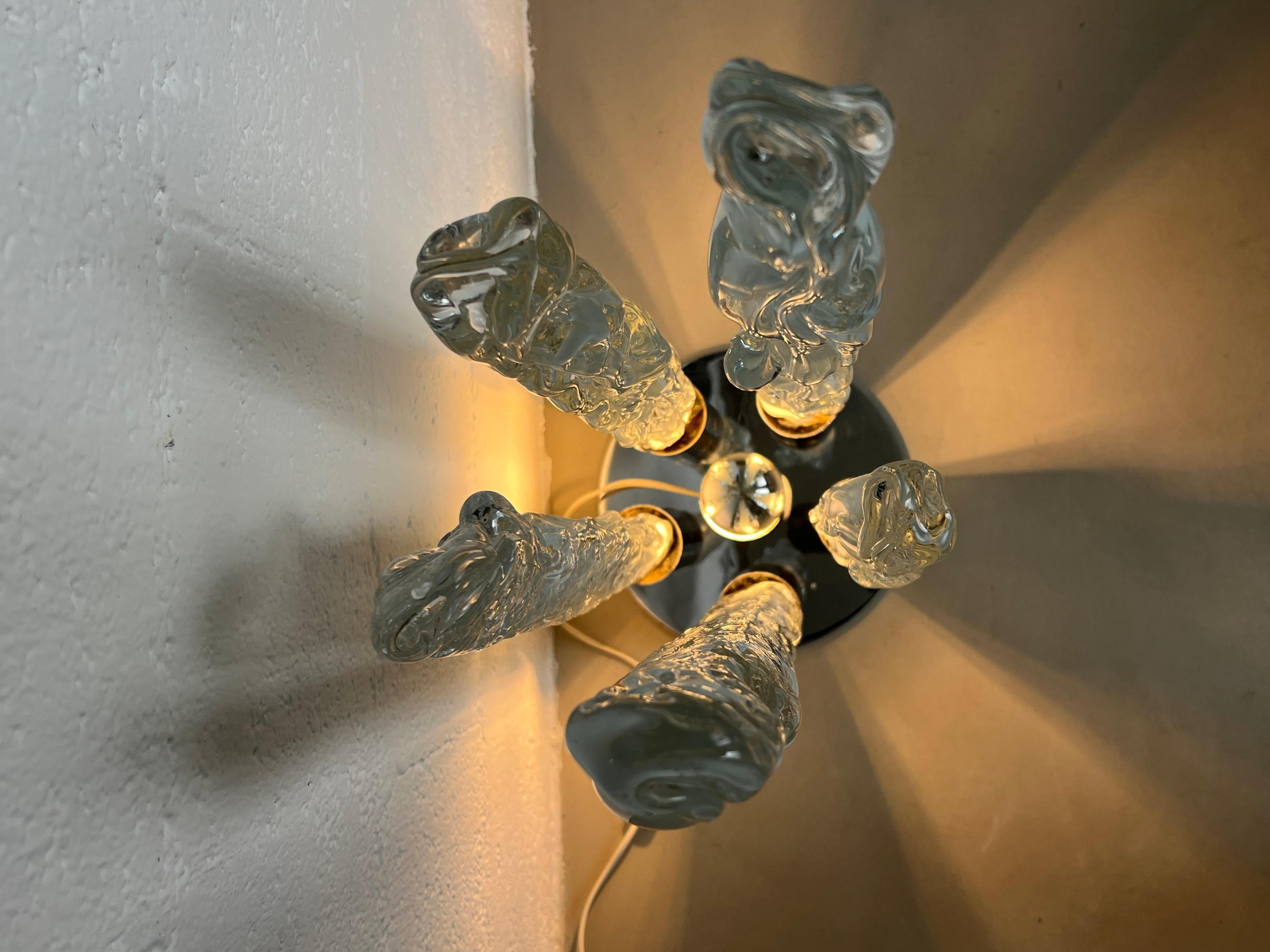 Skulpturale Excalibur-Lampe aus Eisglas von Gino Poli für Ettore Fantasia, Vintage im Zustand „Gut“ im Angebot in Milano, IT