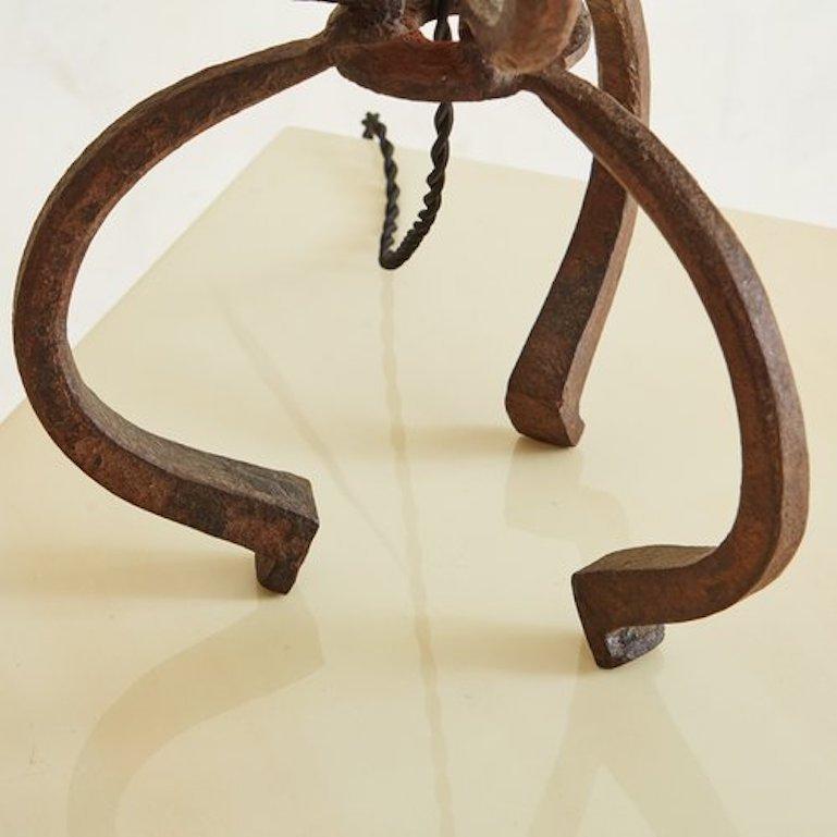 Vintage Sculptural Iron Table Lamp, 1970s 1