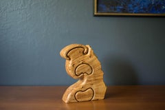 Vintage Sculptural Maple Burl Wood Jewelry Puzzle Box by Fred and Marilyn Buss
