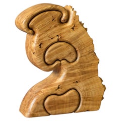 Vintage Sculptural Maple Burl Wood Jewelry Puzzle Box by Fred and Marilyn Buss
