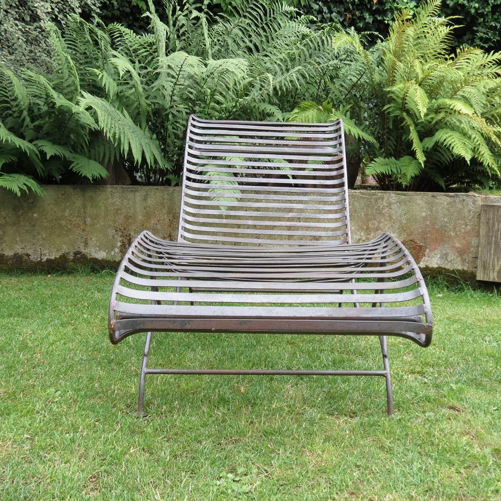 Vintage Sculptural Metal Garden Sun Lounger 4