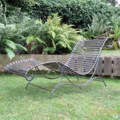 Vintage Sculptural Metal Garden Sun Lounger