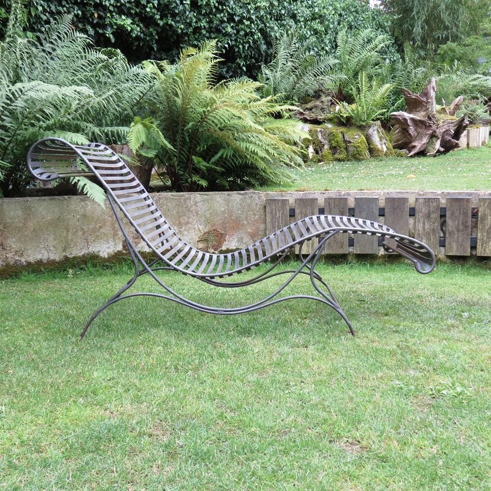 20th Century Vintage Sculptural Metal Garden Sun Lounger