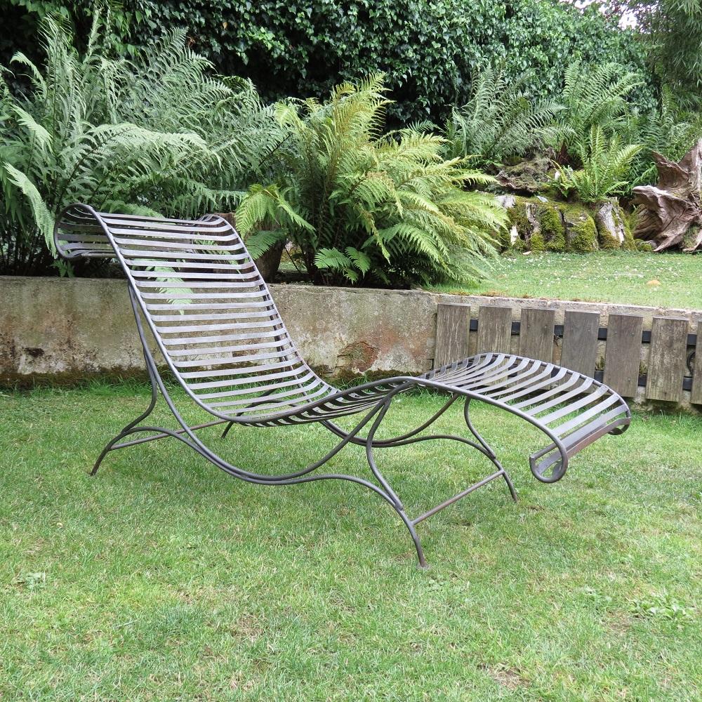Vintage Sculptural Metal Garden Sun Lounger 1