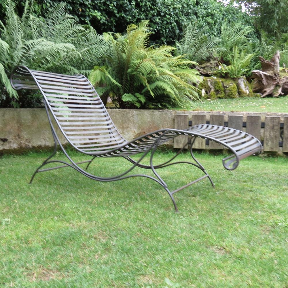 Vintage Sculptural Metal Garden Sun Lounger 2