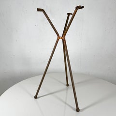 Vintage Sculptural Metal Tripod Stand Fire Tool Set Holder