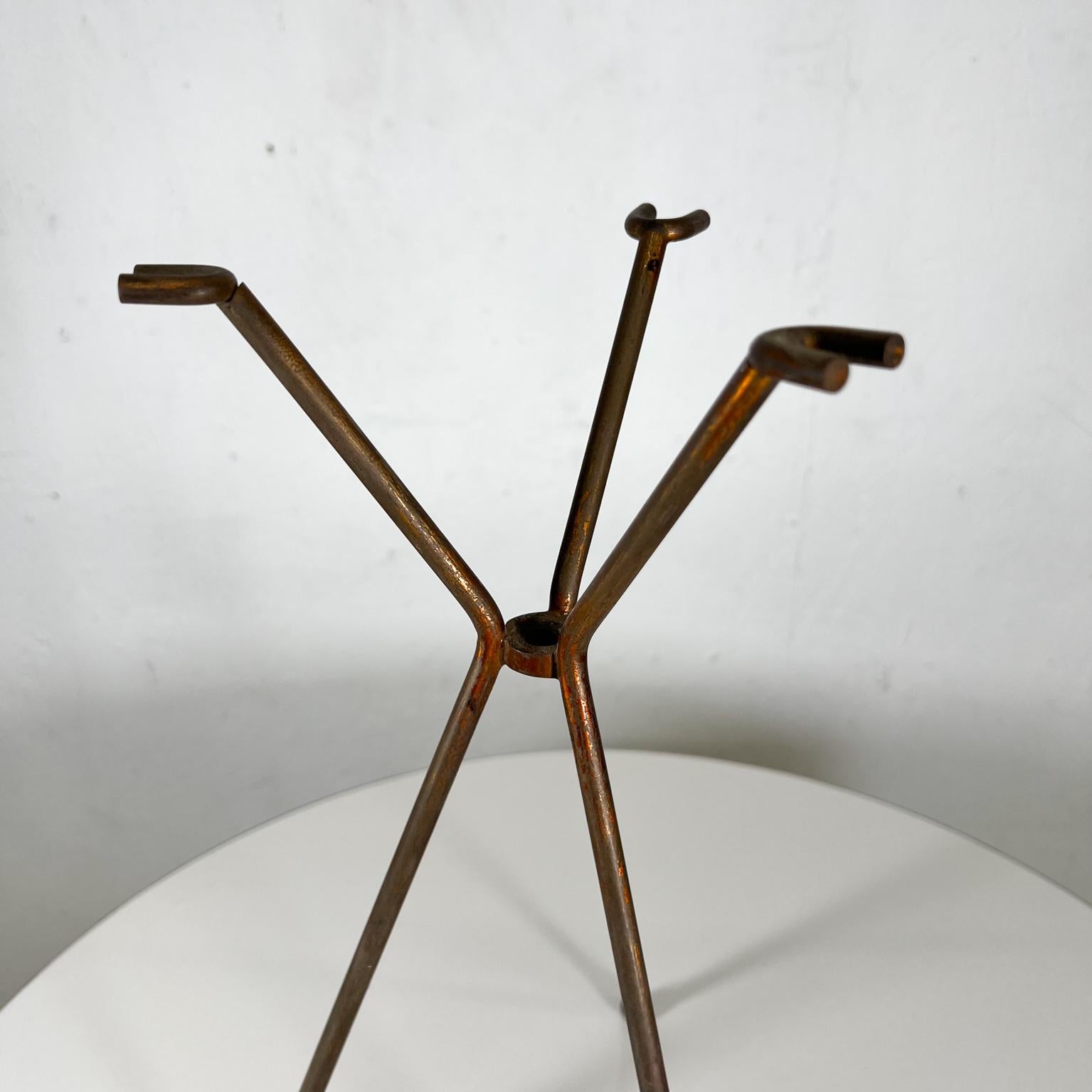 Mid-Century Modern Vintage Sculptural Metal Tripod Stand Fire Tool Set Holder For Sale