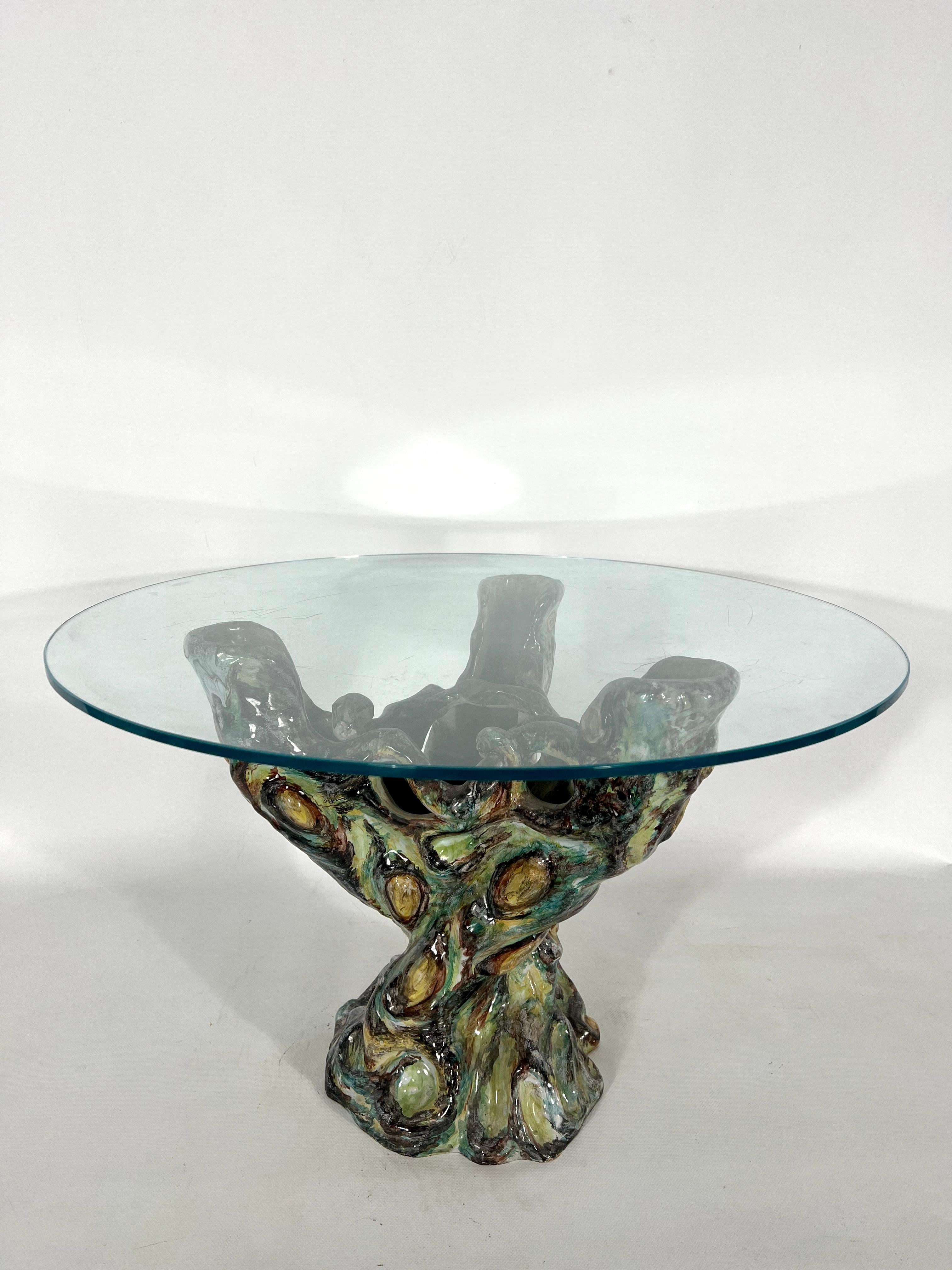 Vintage Sculptural Modern Ceramic Coffee Table, Italy, 1950s For Sale 12