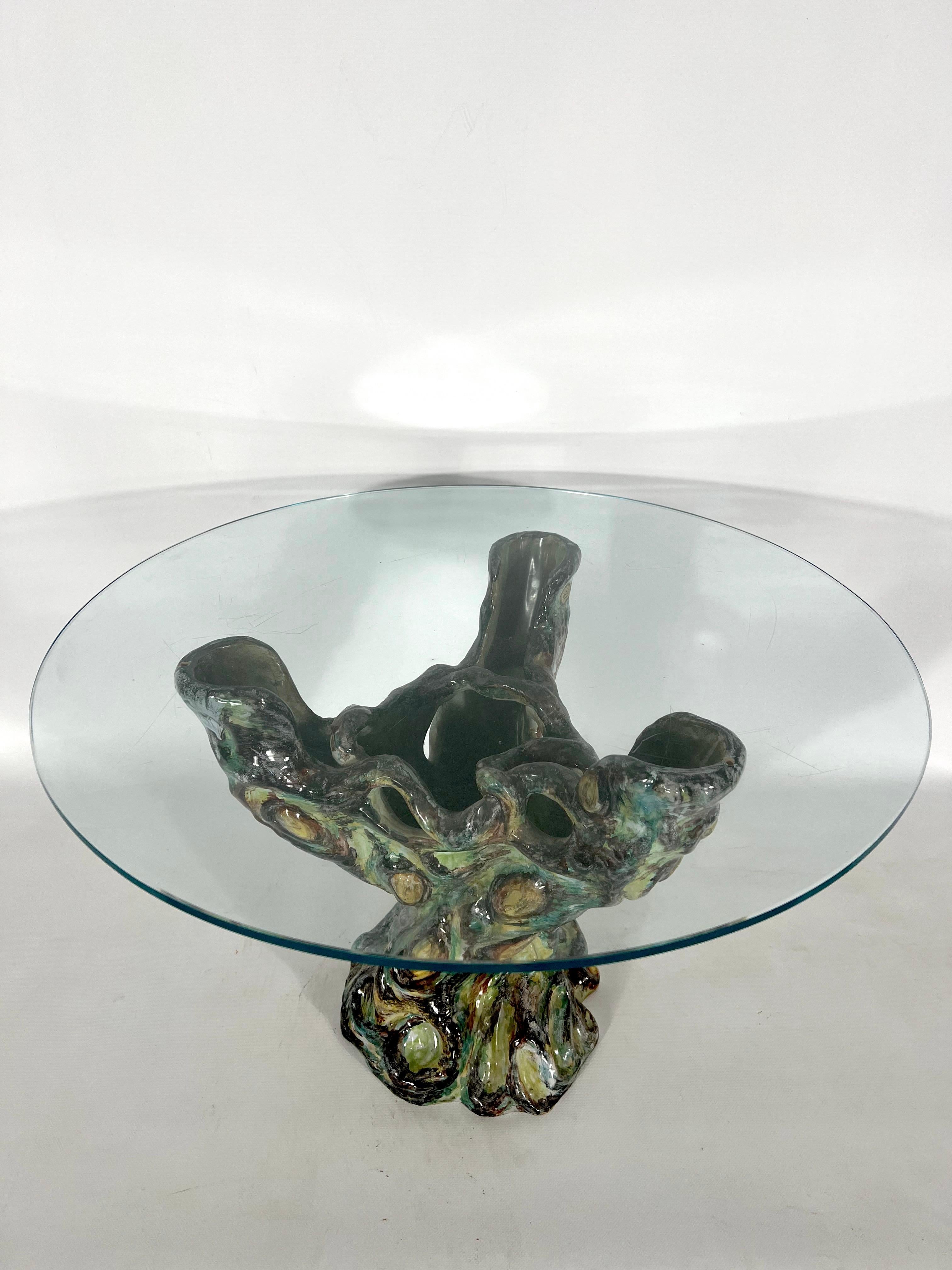 Vintage Sculptural Modern Ceramic Coffee Table, Italy, 1950s For Sale 13