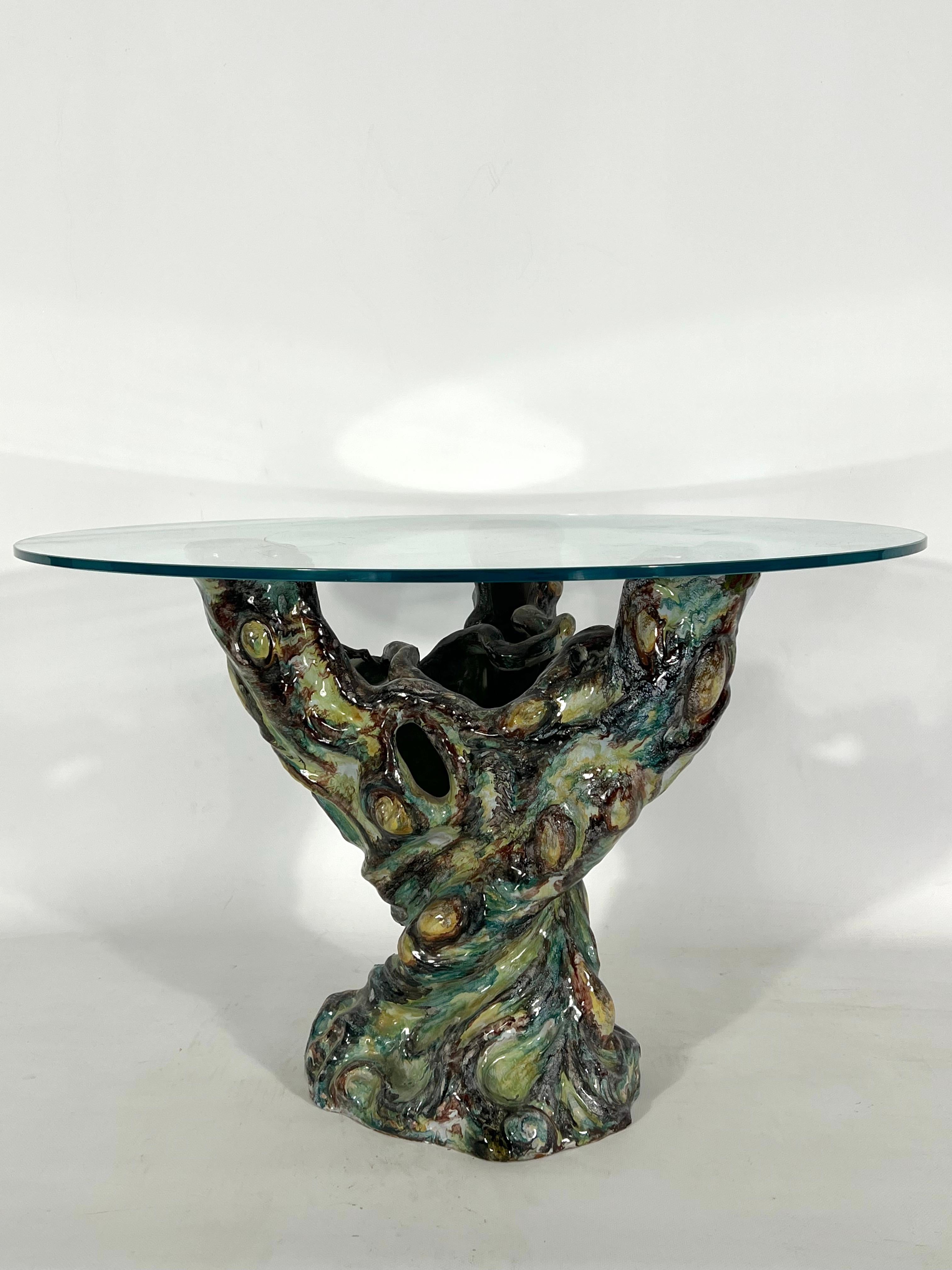 Mid-Century Modern Vintage Sculptural Modern Ceramic Coffee Table, Italy, 1950s For Sale