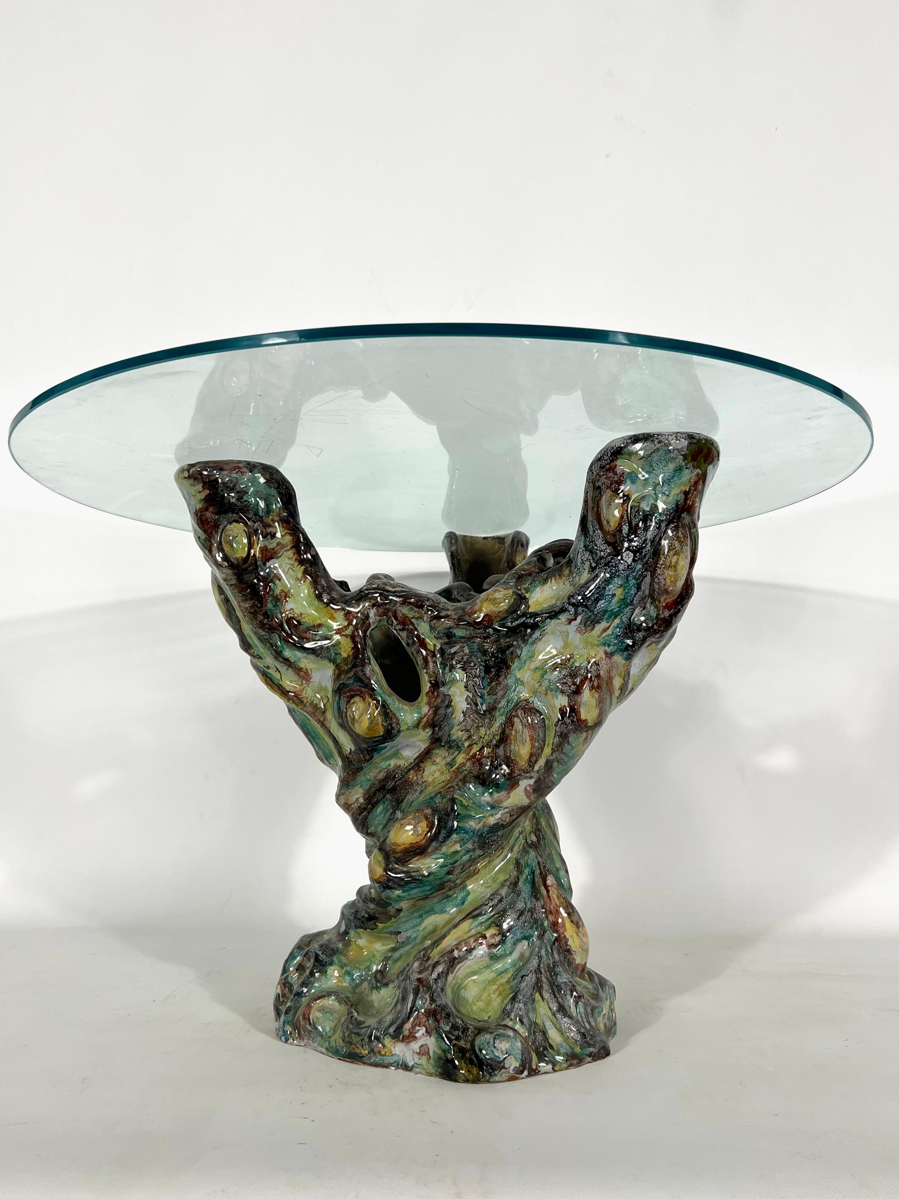 Italian Vintage Sculptural Modern Ceramic Coffee Table, Italy, 1950s For Sale