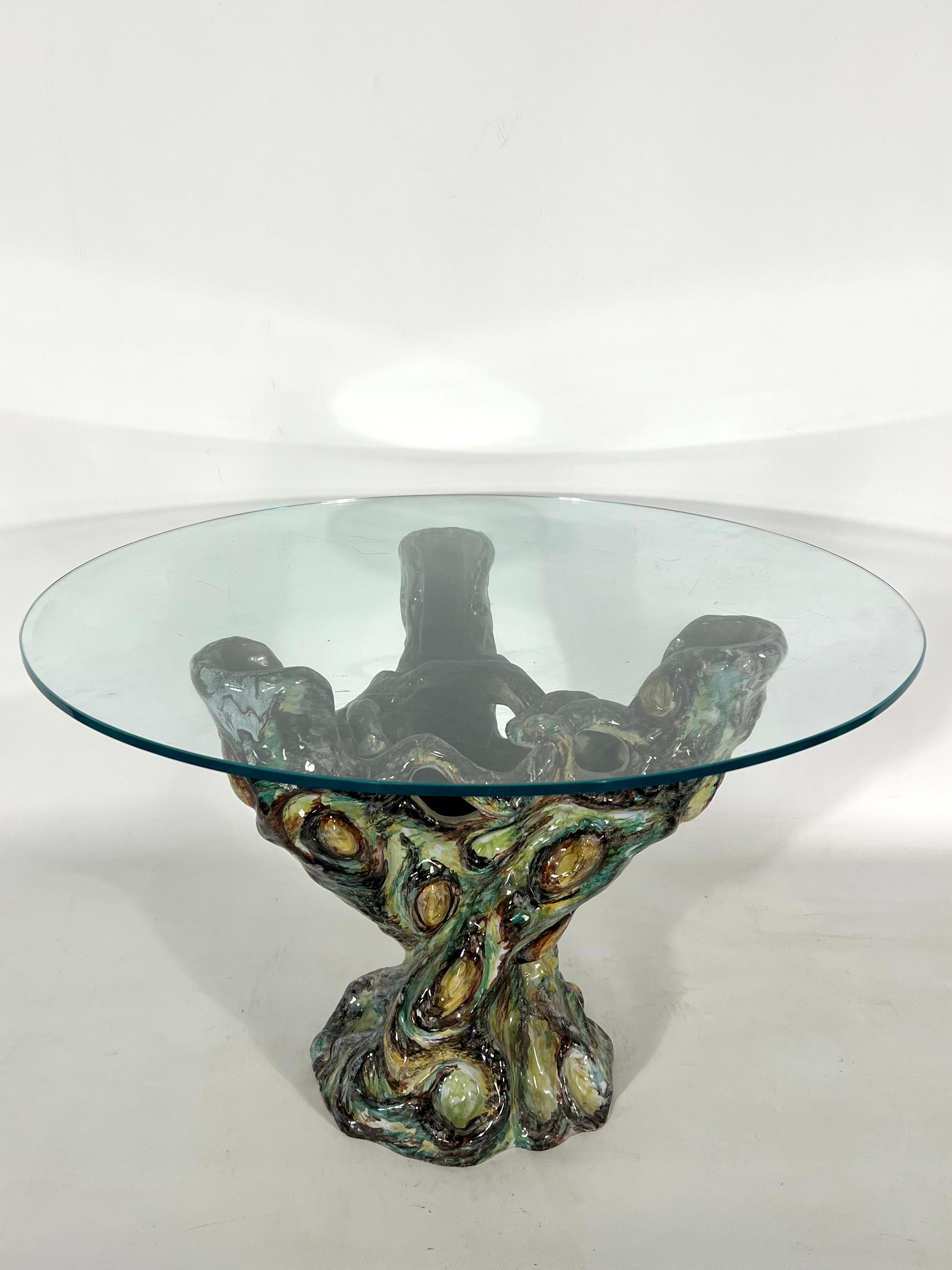 Vintage Sculptural Modern Ceramic Coffee Table, Italy, 1950s For Sale 3