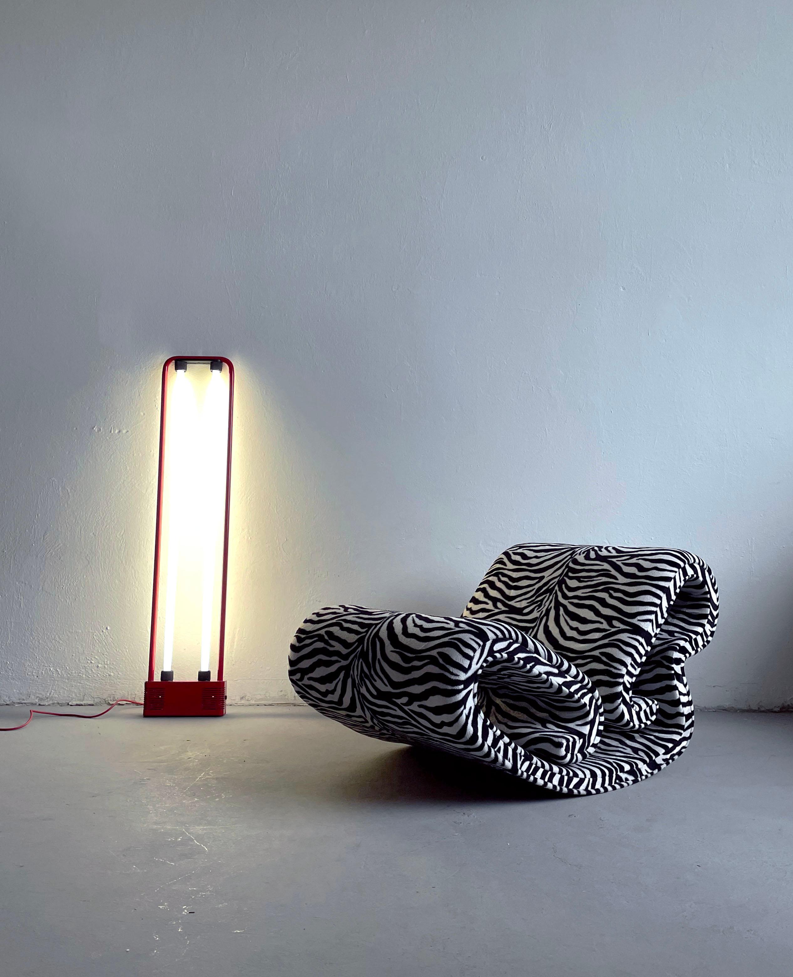 Vintage Sculptural Organic Shape Lounge Chair in Zebra Fabric, C1970s 6