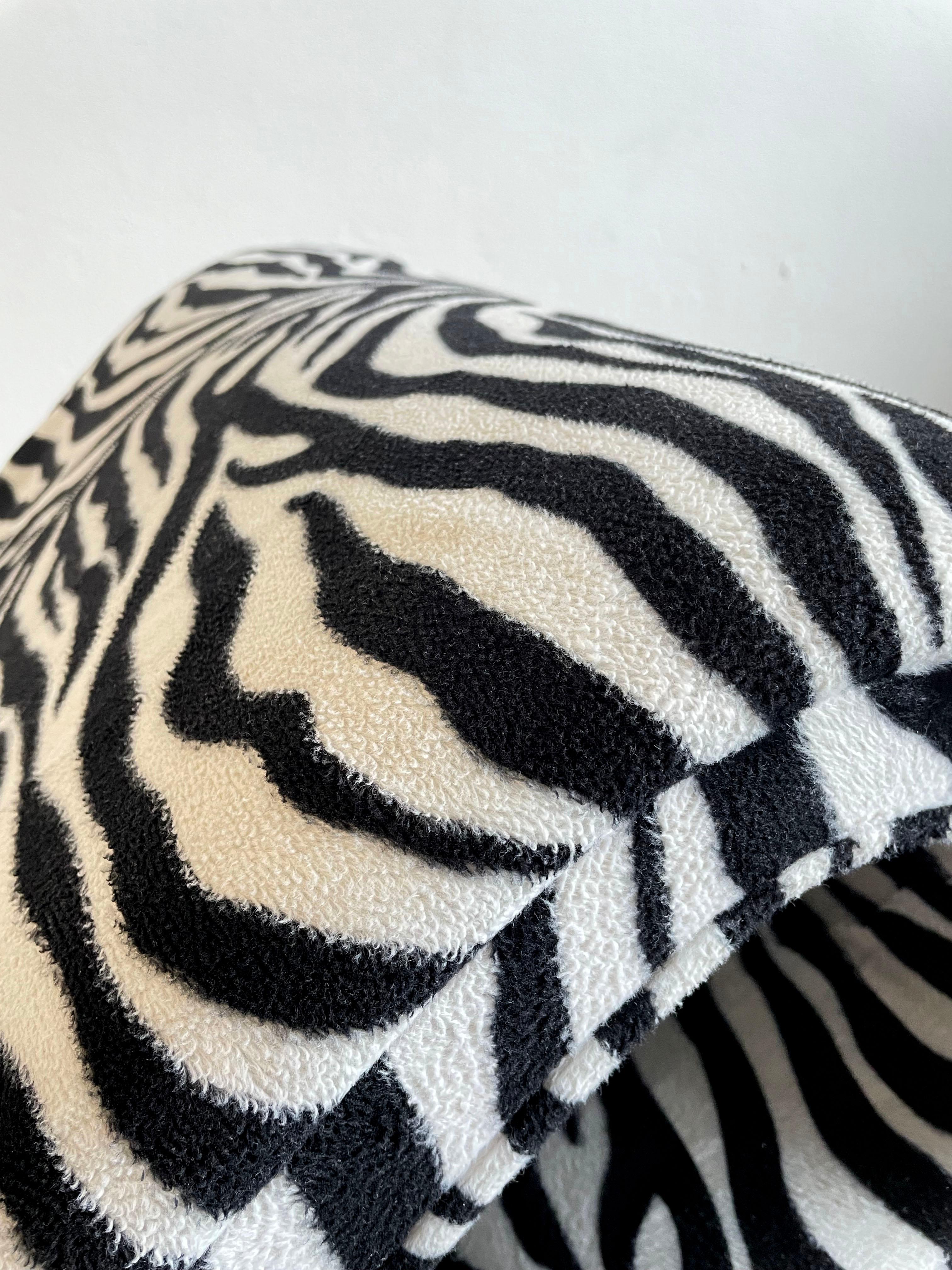 Metal Vintage Sculptural Organic Shape Lounge Chair in Zebra Fabric, C1970s For Sale