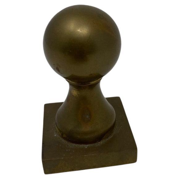 Vintage Sculptural Pawn Shape Brass Paperweight Made in England For Sale