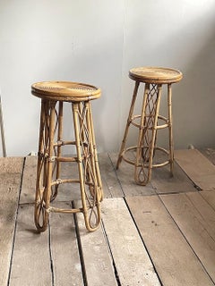 Vintage Sculptural Rattan Bar Stool, Japan, 1970s