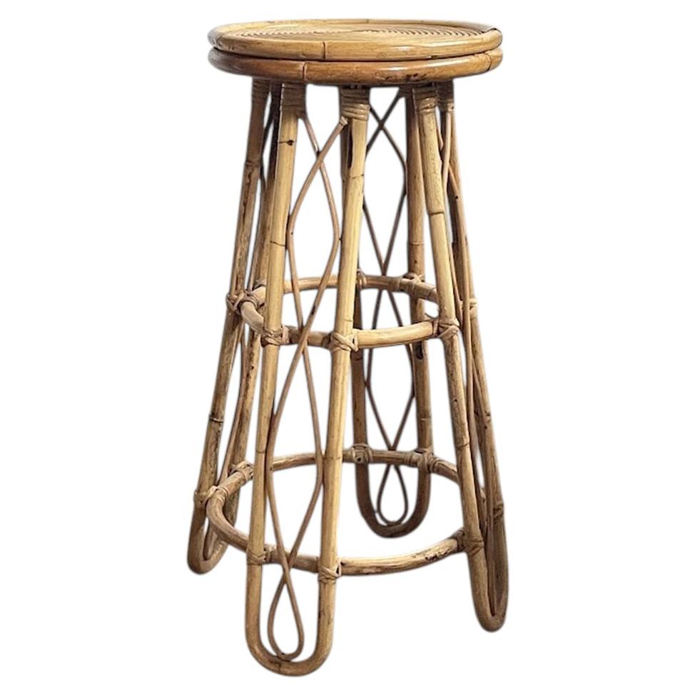 Vintage Sculptural Rattan Bar Stool, Japan, 1970s