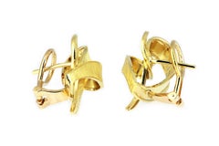 Vintage Sculptural Ribbon Design Ohrringe in texturiertem 18ct Gelbgold Clip On