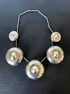 Vintage Sculptural Silver Necklace by Graziella Laffi