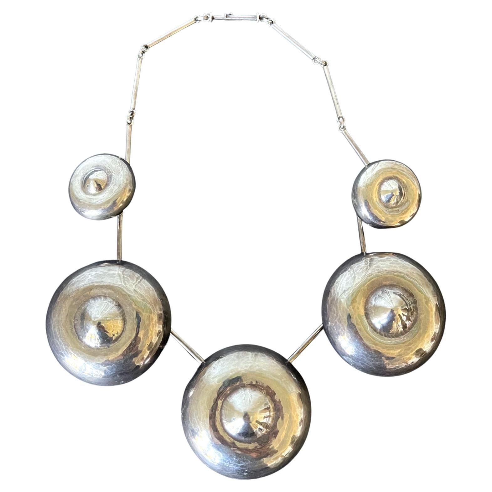 Collier sculptural vintage en argent par Graziella Laffi