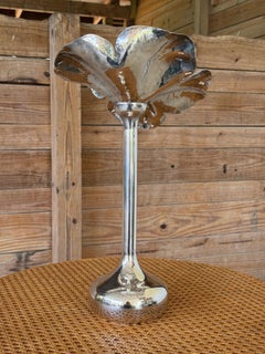 Vintage Sculptural Silver-Plated Flower Form Candlestick or Bud Vase, Bacillar