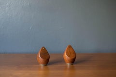 Vintage Sculptural Solid Teak Salt and Pepper Shaker Set by P.J. Østergaard