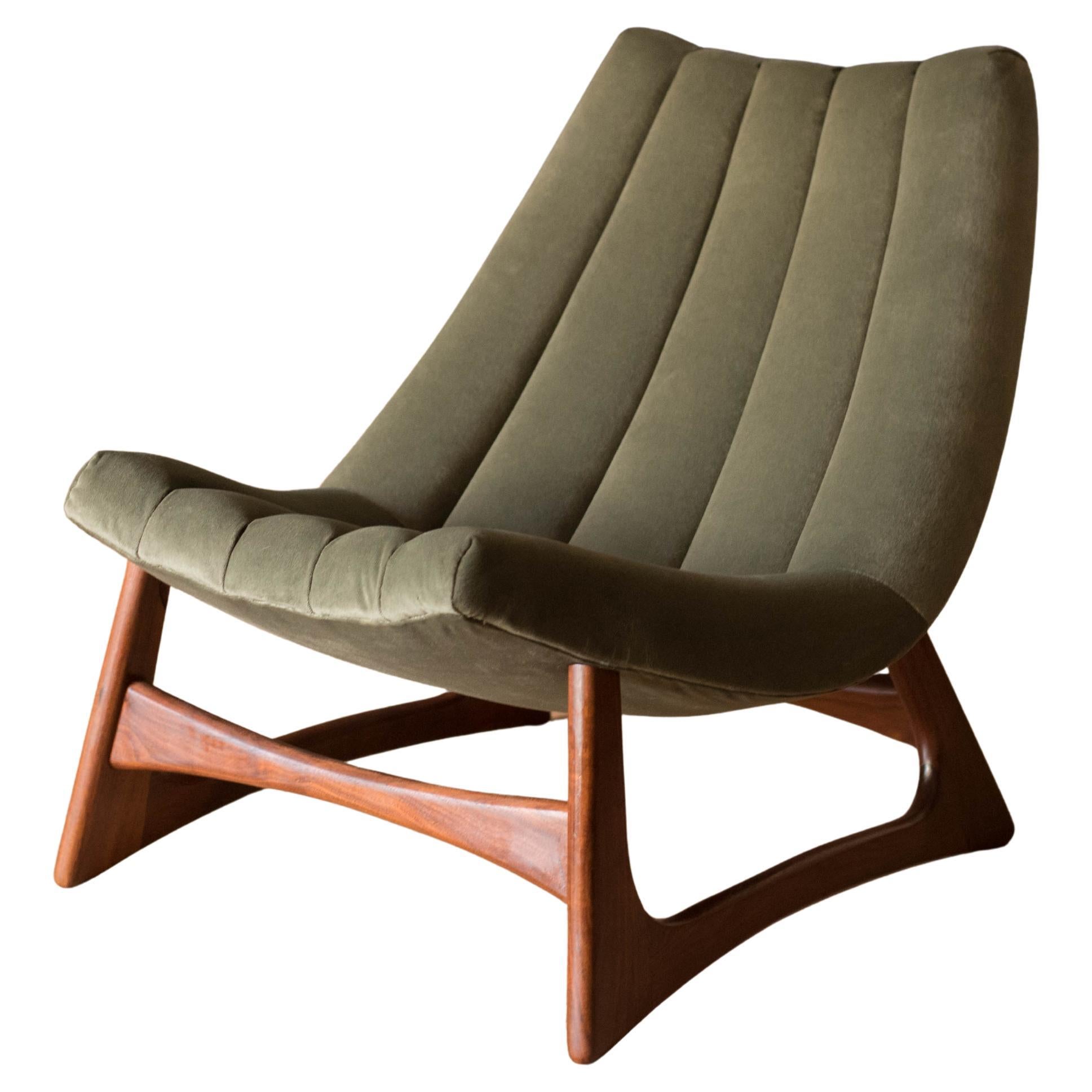Vintage Sculptural Solid Walnut Tufted Slipper Lounge Chair by Adrian Pearsall For Sale