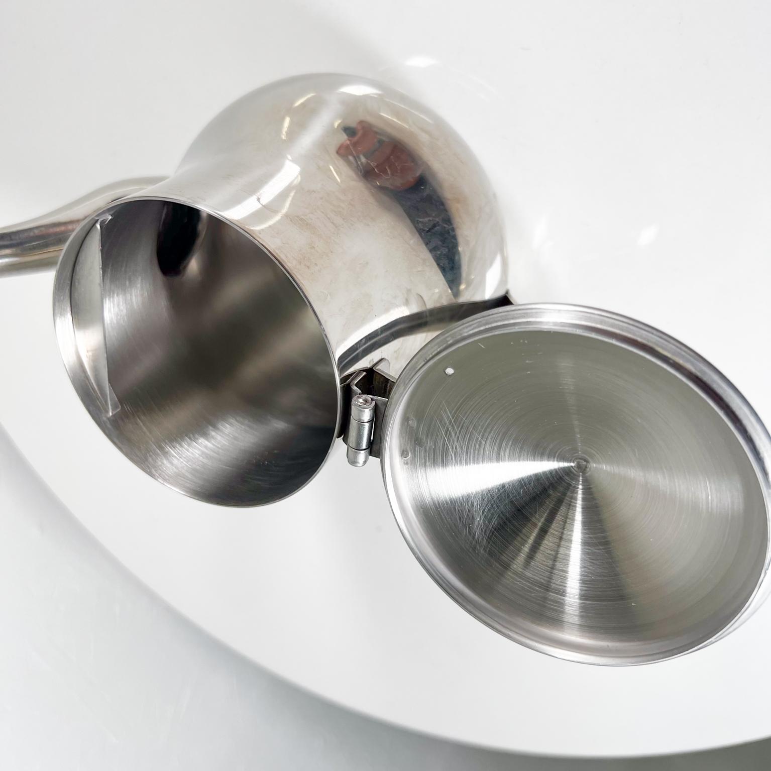Vintage Sculptural Stainless-Steel Personal Tea Pot Pitcher 6