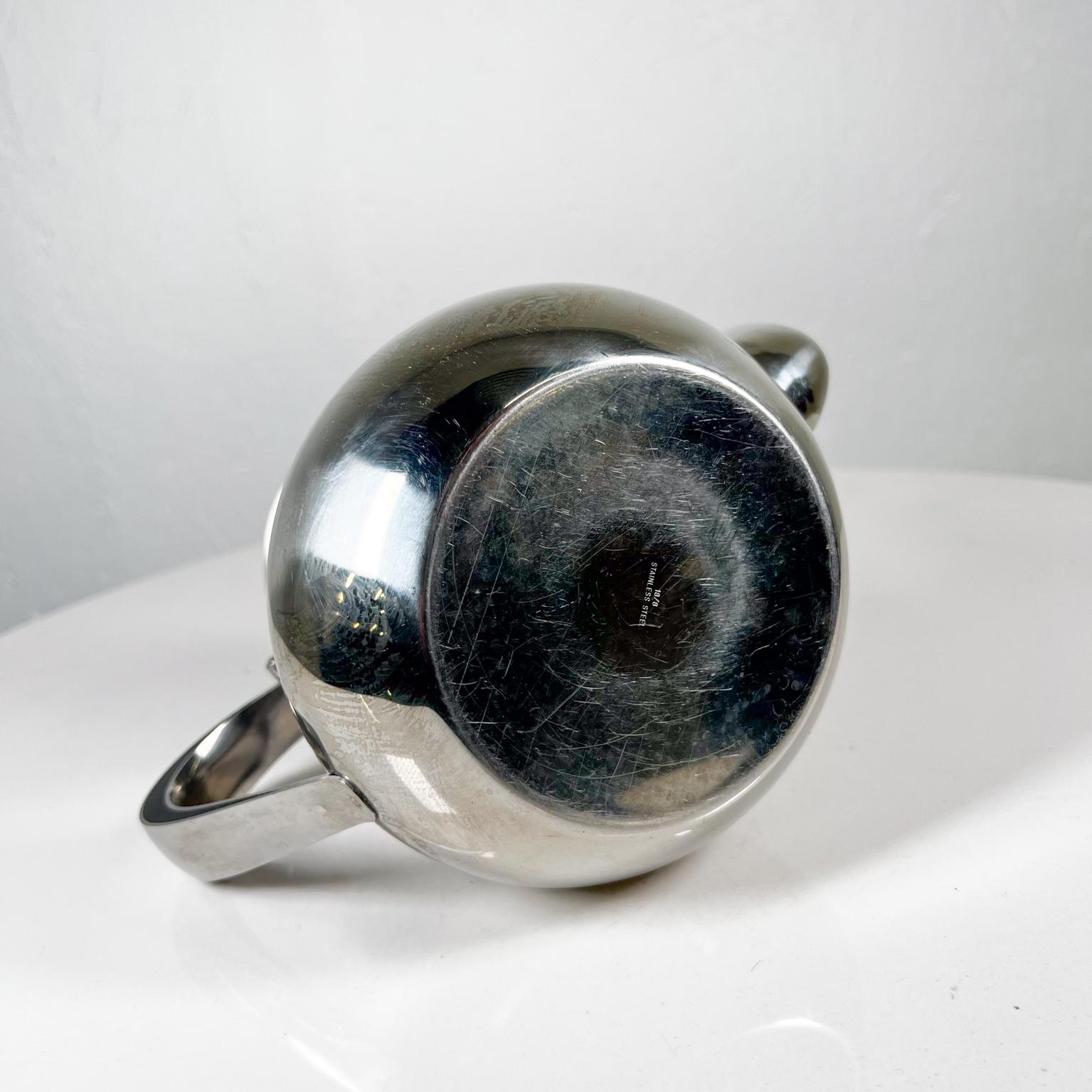 Vintage Sculptural Stainless-Steel Personal Tea Pot Pitcher 8